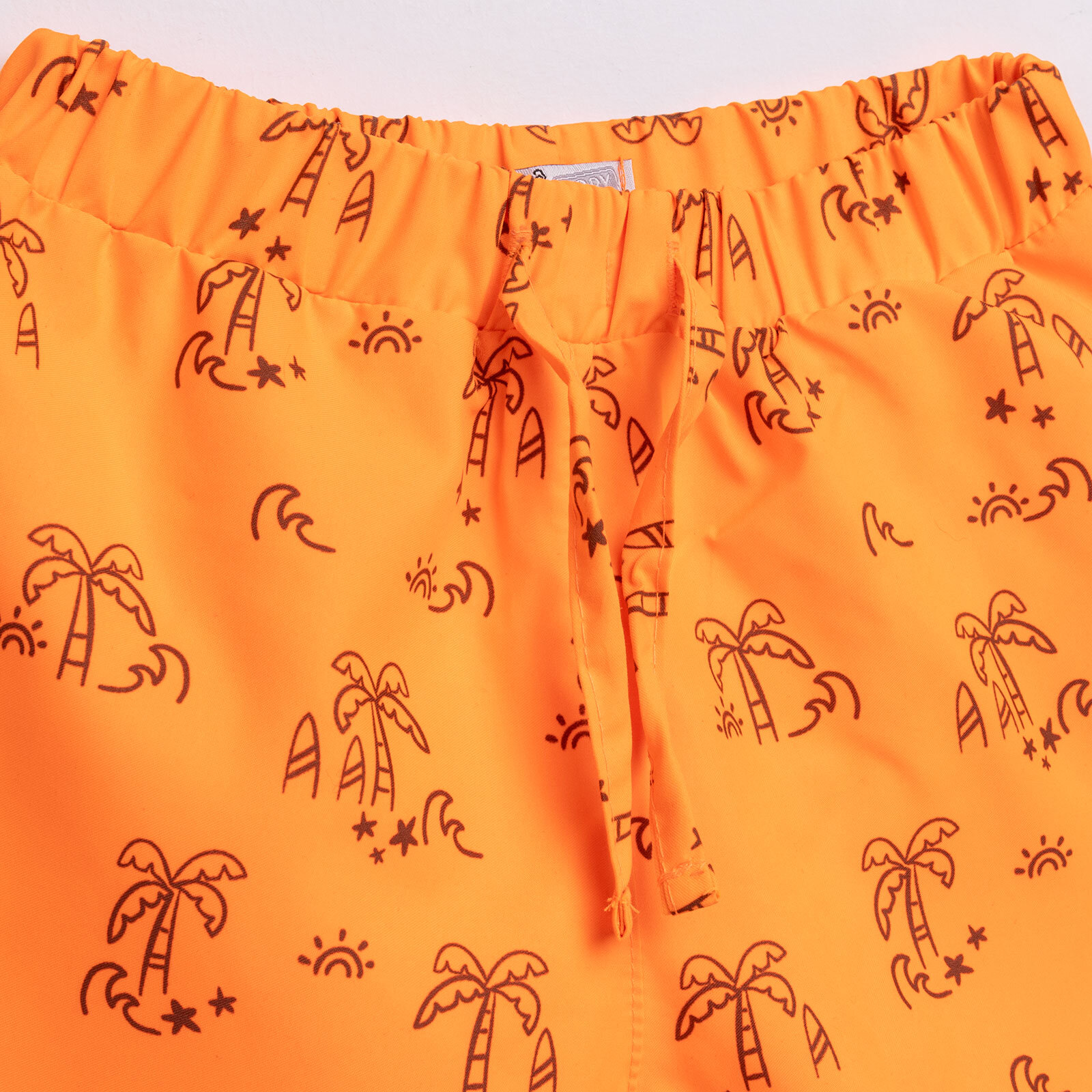 Erkek Bebek UV Koruma Şort Mayo Palmiye Desen İpli Micro Kumaş Erkek Bebek UV Koruma Şort Mayo Palmiye Desen İpli Micro Kumaş