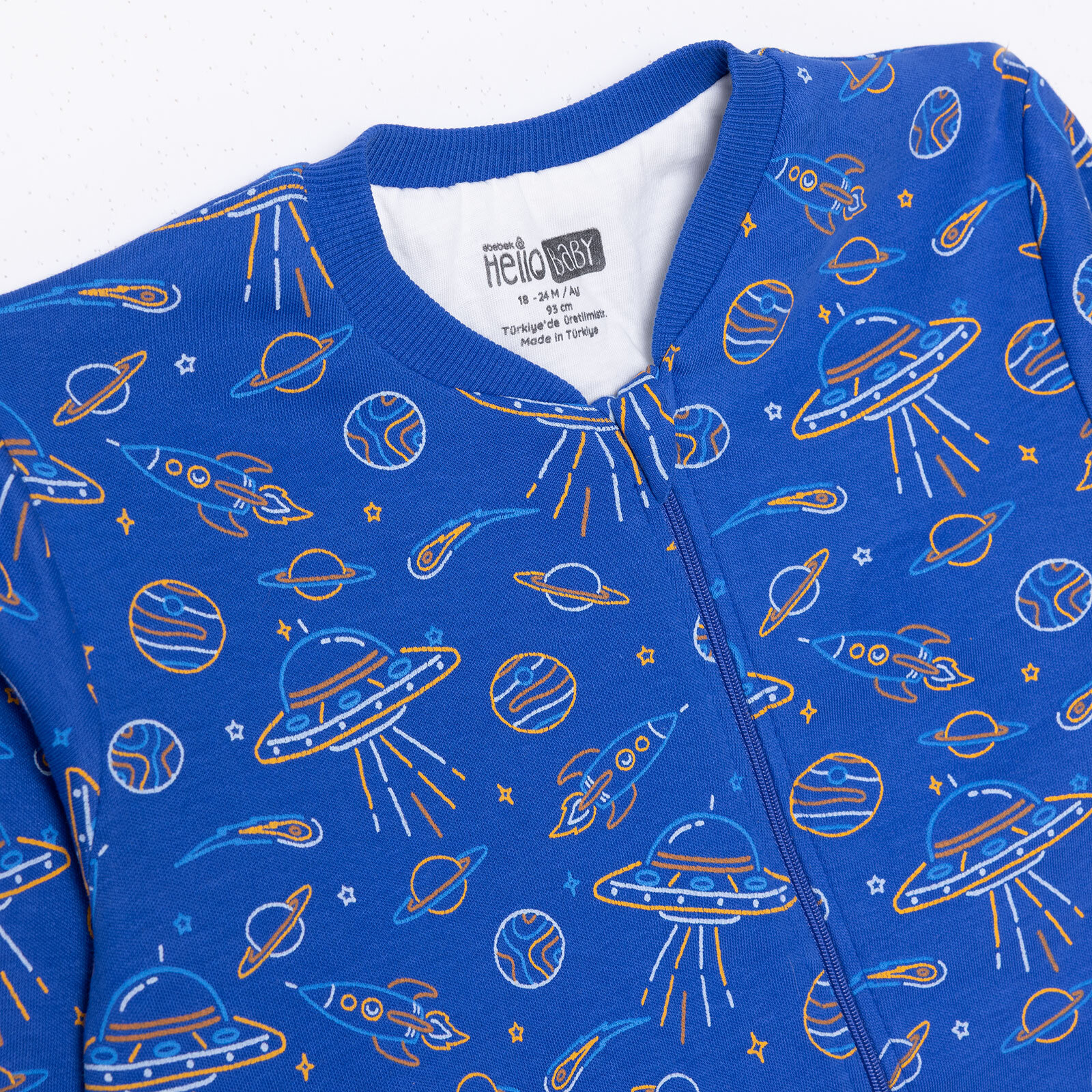 Erkek Bebek Uyku Tulumu 1 Tog Fermuarlı Bisiklet Yaka Uzun Kol