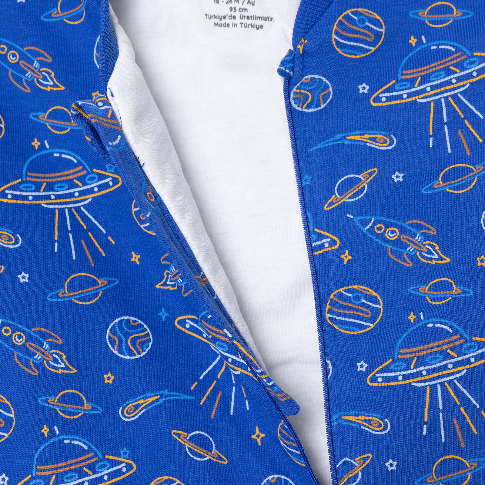 Erkek Bebek Uyku Tulumu 1 Tog Fermuarlı Bisiklet Yaka Uzun Kol