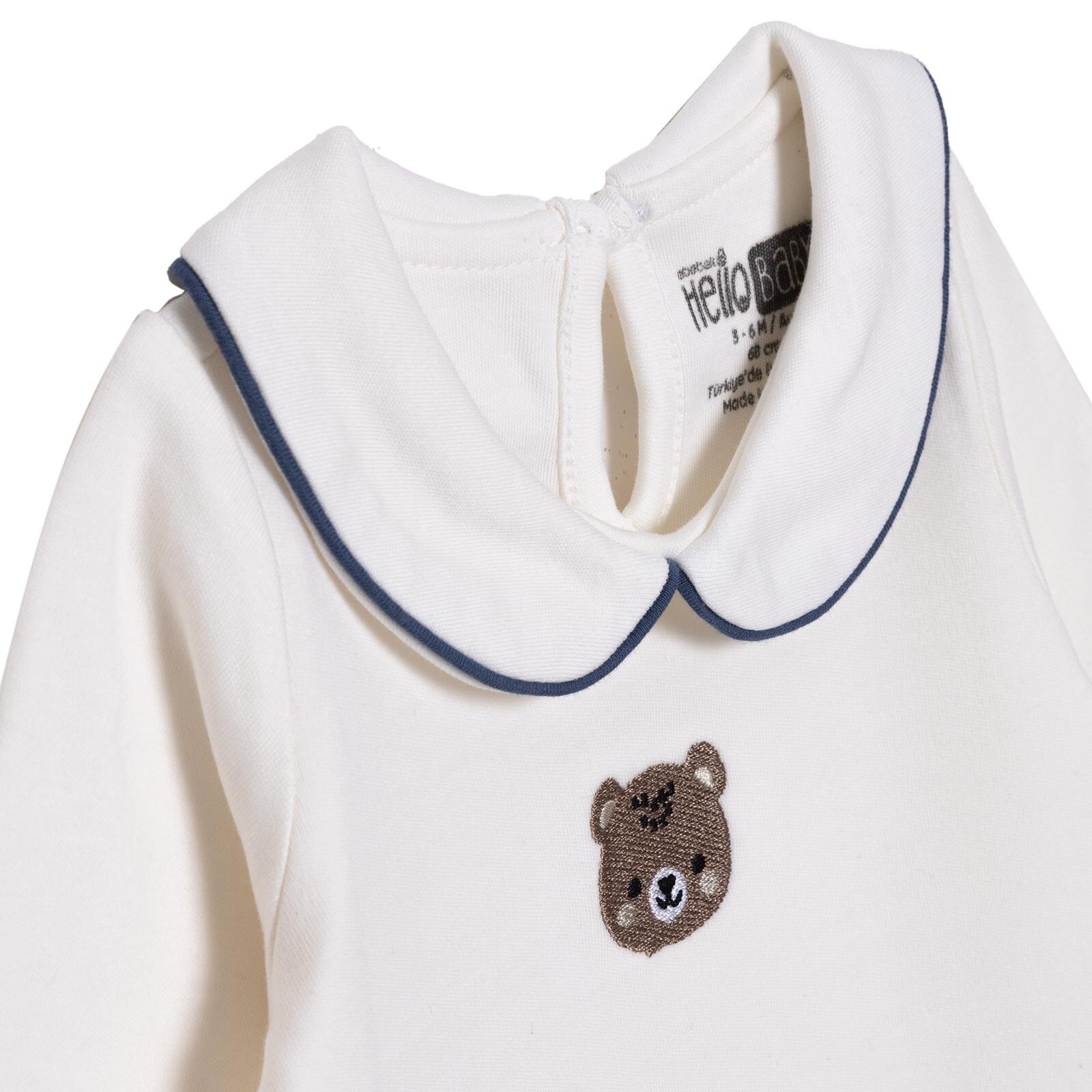 Erkek Bebek Uzun Kol Body İnterlok Bebe Yaka