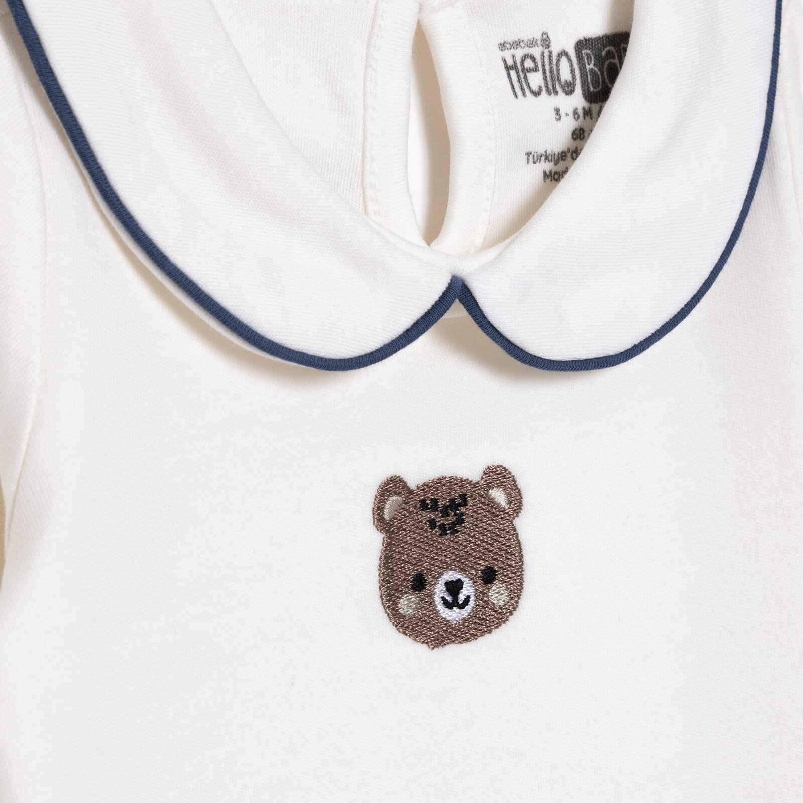 Erkek Bebek Uzun Kol Body İnterlok Bebe Yaka