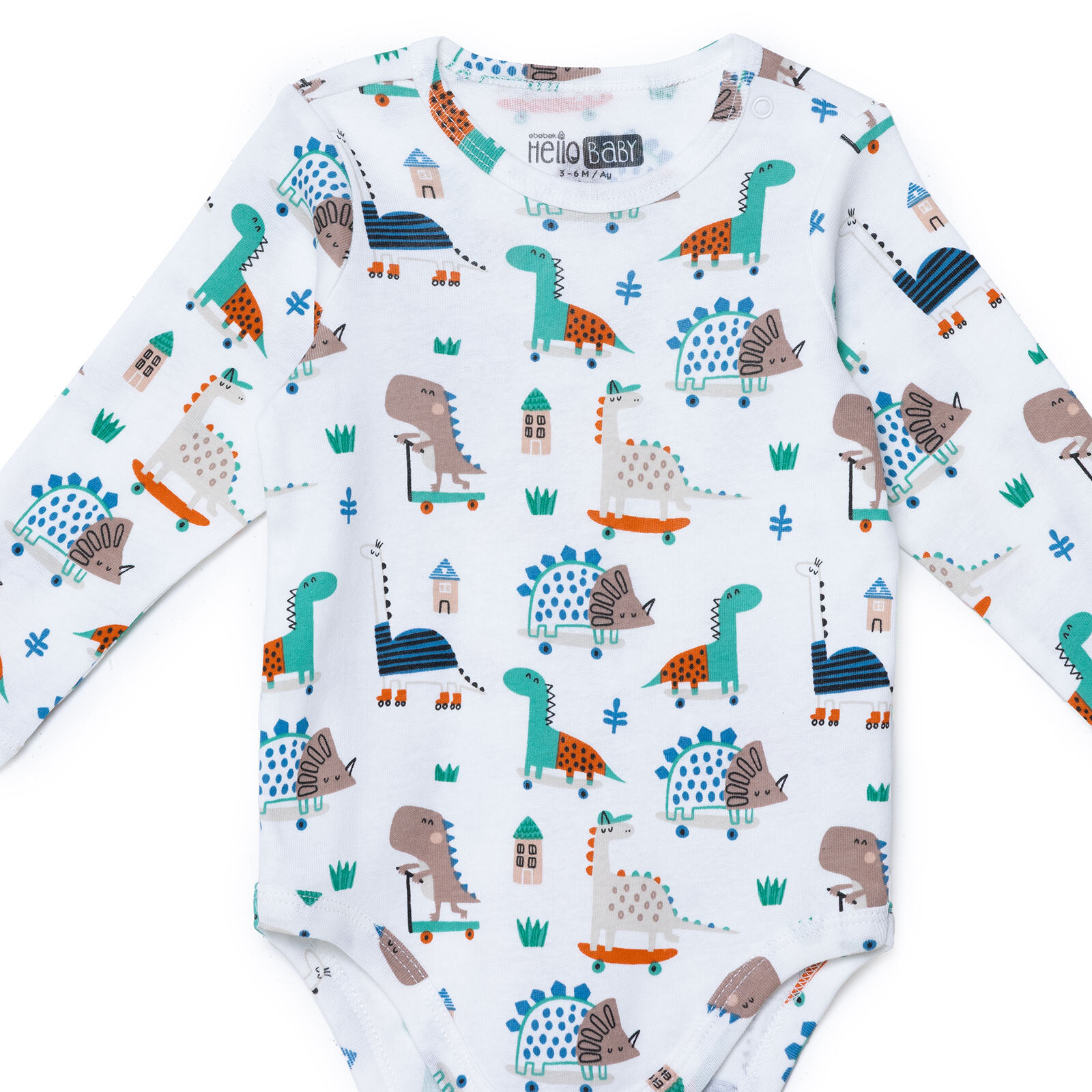 Erkek Bebek Uzun Kol Body İnterlok Çıtçıtlı Yaka Uzun Kol