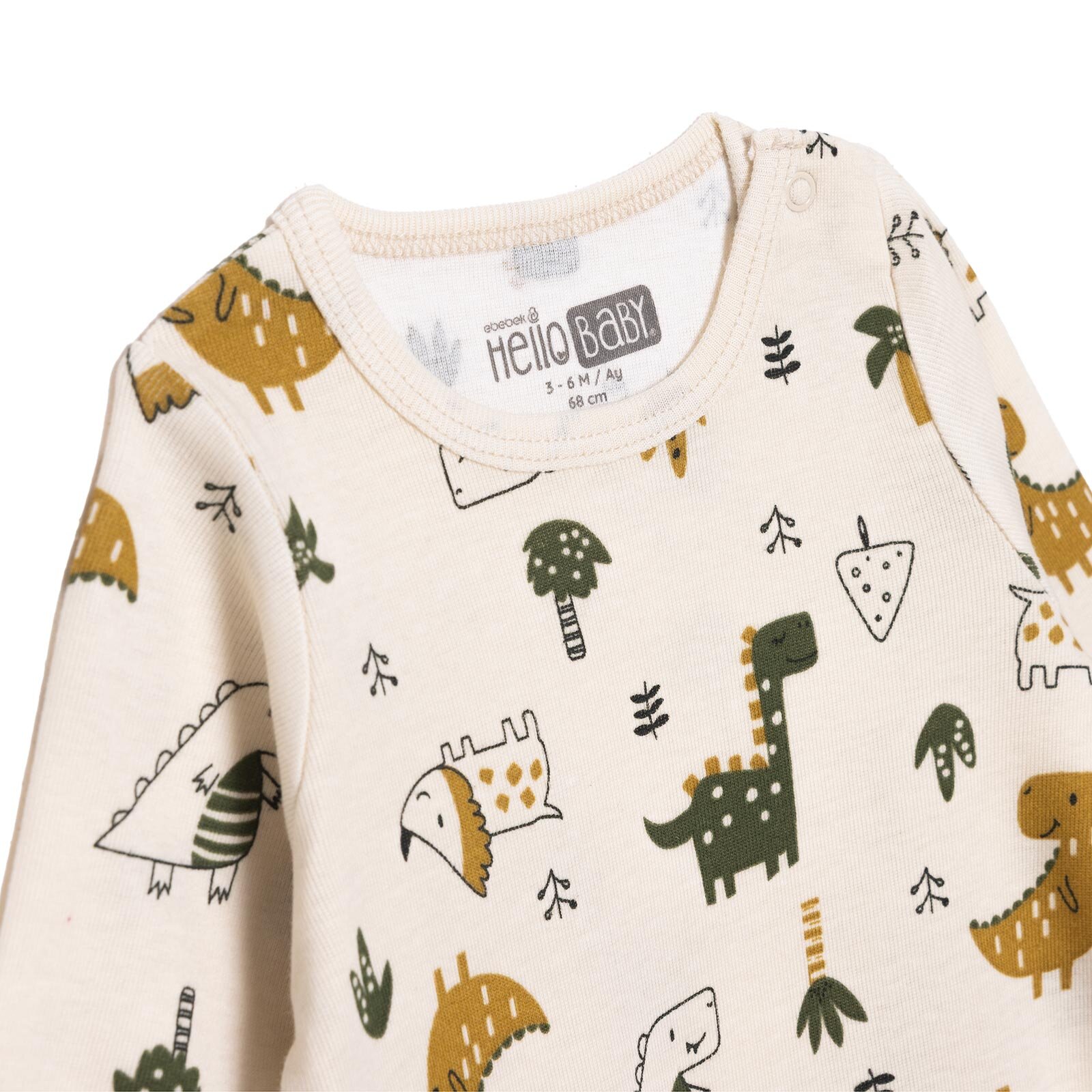 Erkek Bebek Uzun Kol Body Ribana Çıtçıtlı Yaka