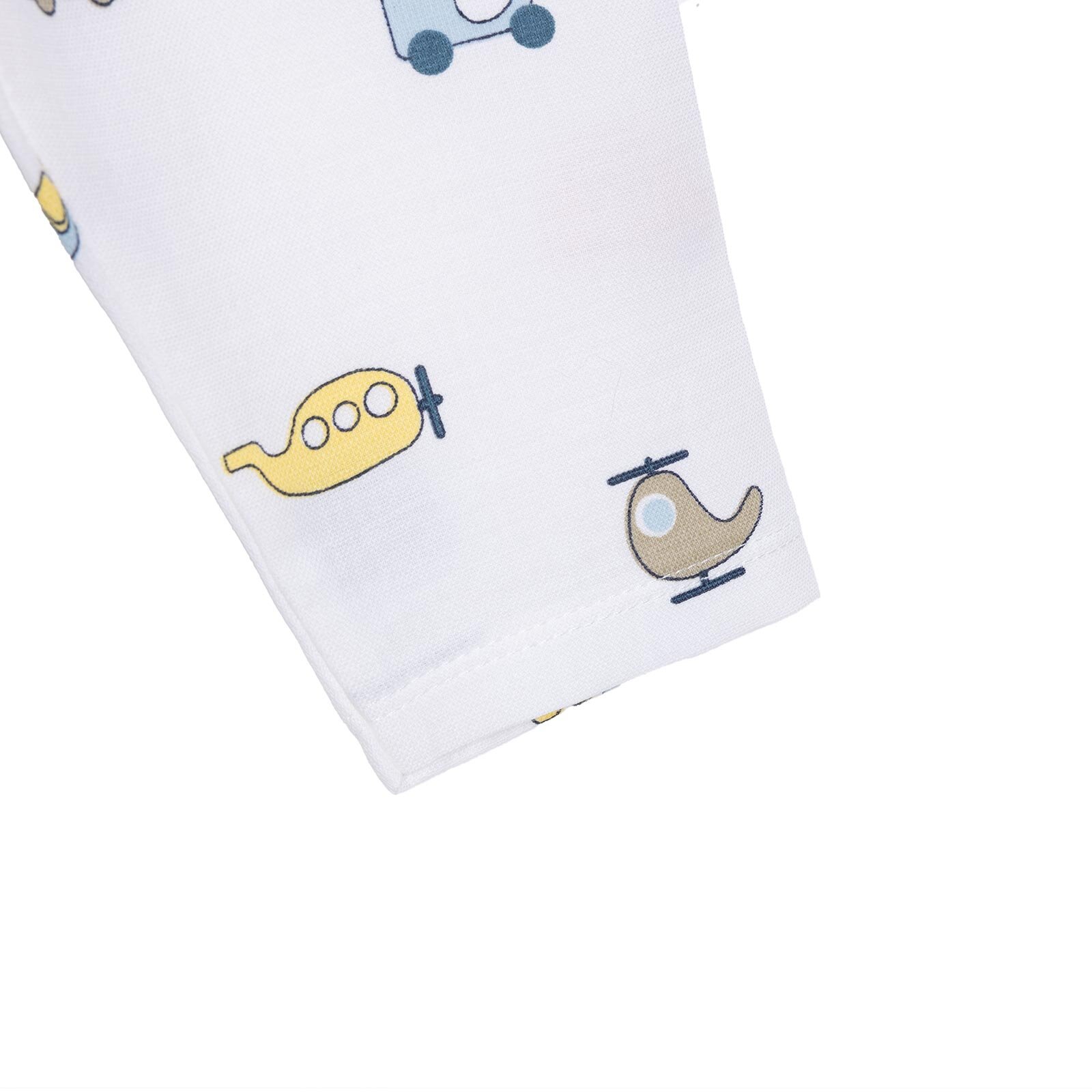 Erkek Bebek Uzun Kol Pijama Takımı Düğmeli Bebe Yaka Reçme Paça