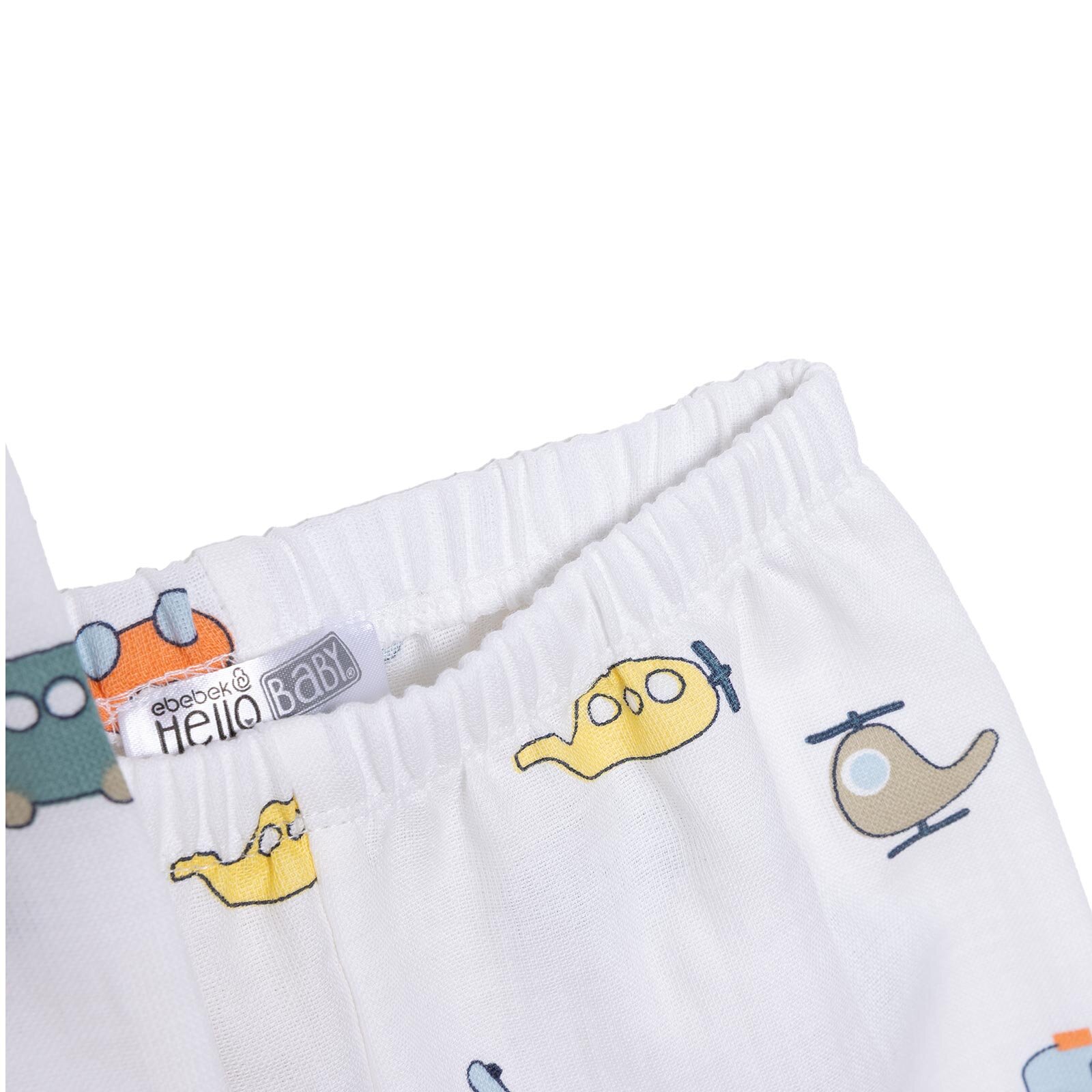 Erkek Bebek Uzun Kol Pijama Takımı Düğmeli Bebe Yaka Reçme Paça