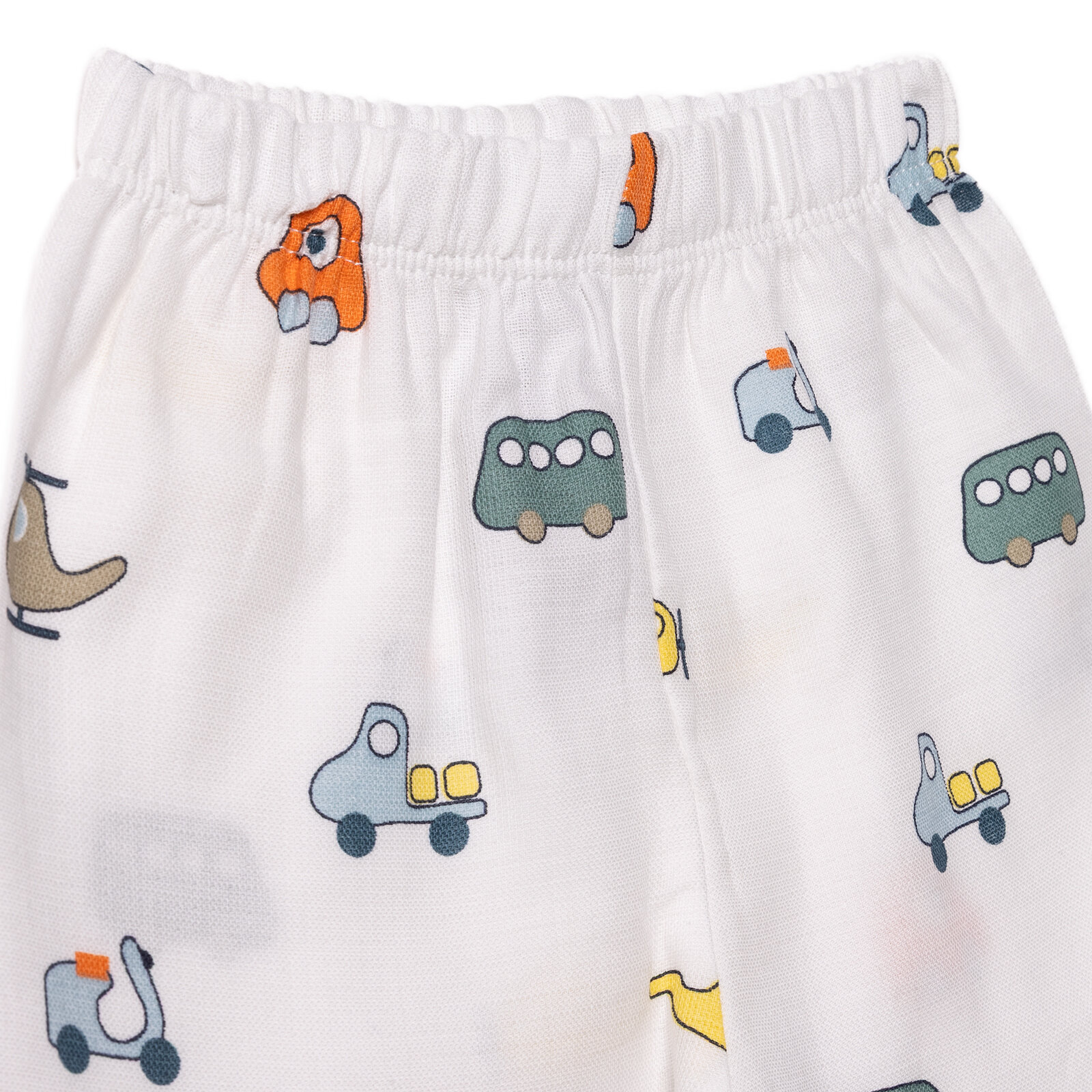 Erkek Bebek Uzun Kol Pijama Takımı Müslin Bebe Yaka Uzun Kol Reçme Paça