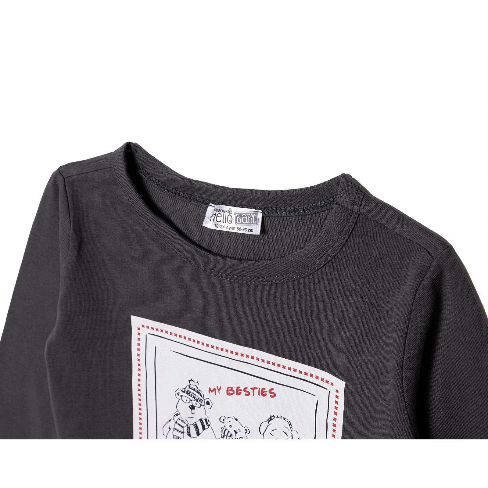 Erkek Bebek Uzun Kol Tshirt Cool Boy Bisiklet Yaka