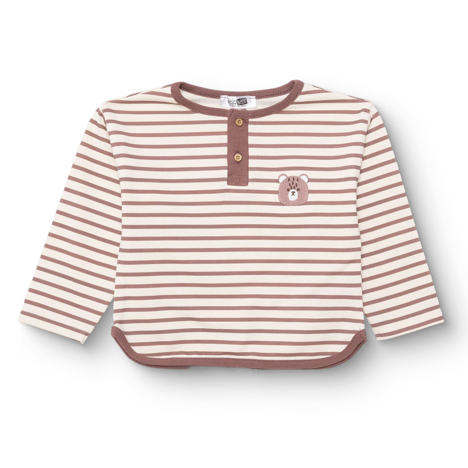 Erkek Bebek Woodland 1 Uzun Kol Tshirt İki İplik Bisiklet Yaka Uzun Kol