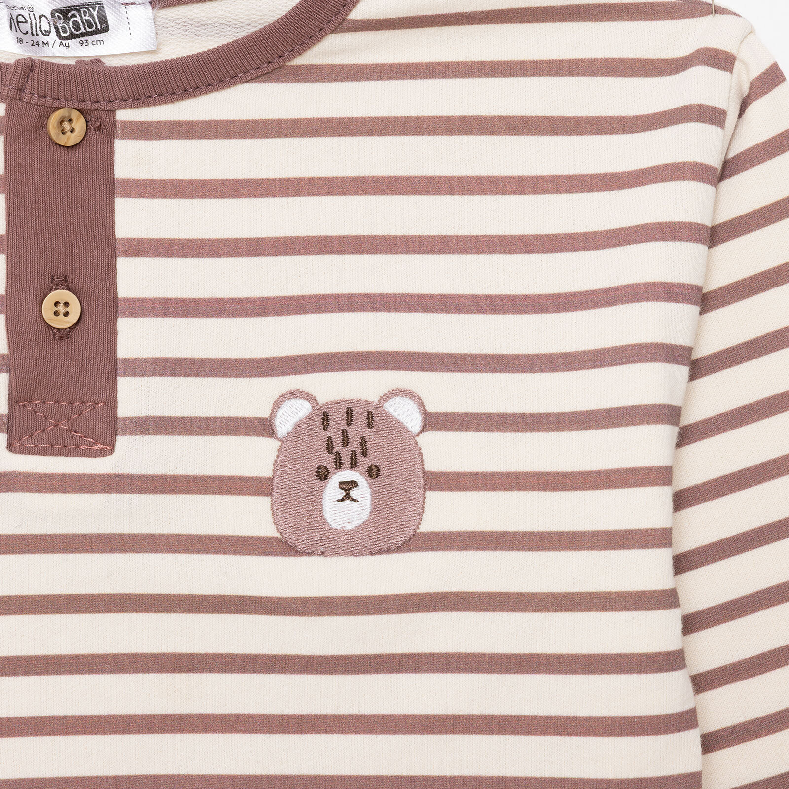 Erkek Bebek Woodland 1 Uzun Kol Tshirt İki İplik Bisiklet Yaka Uzun Kol