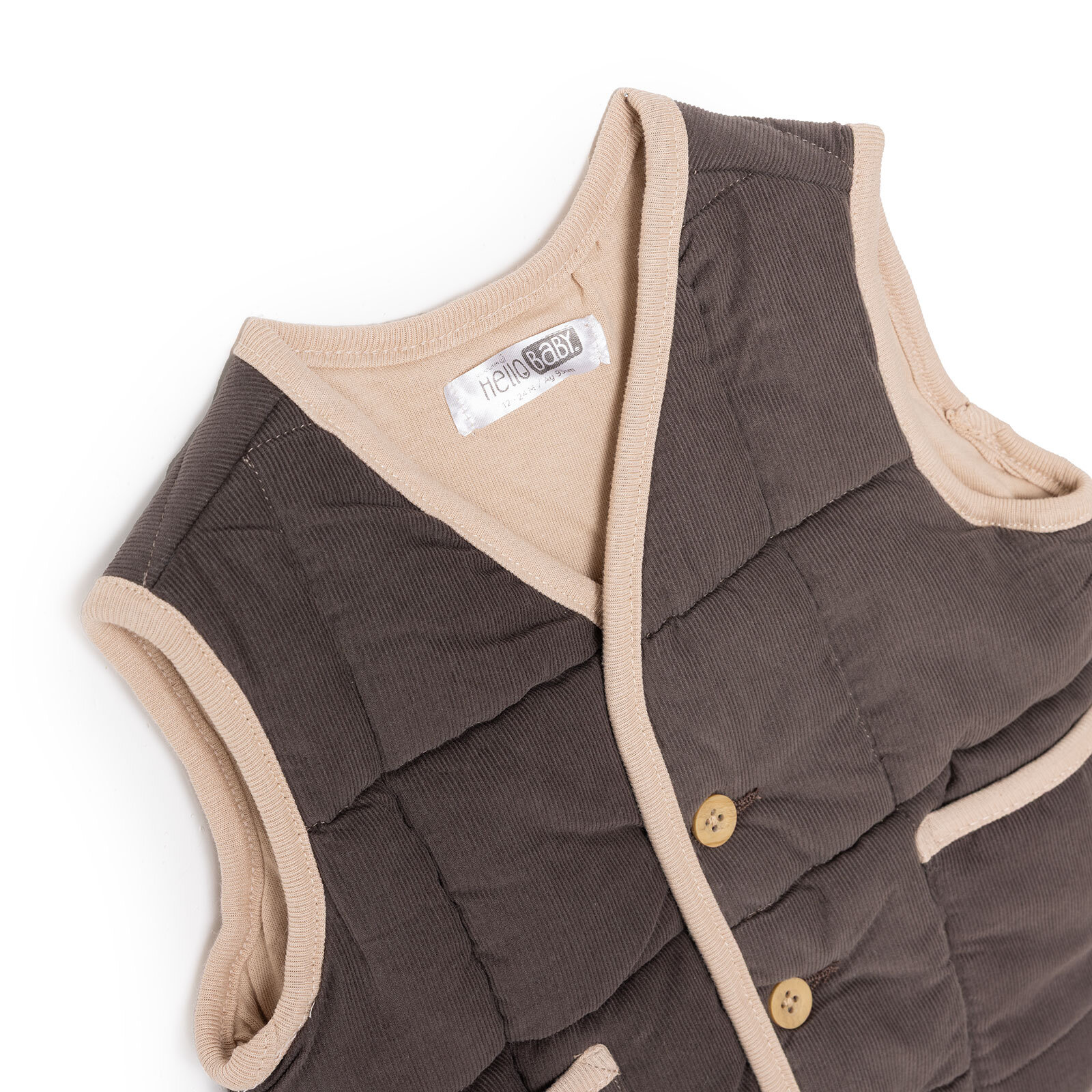 Erkek Bebek Woodland 1 Yelek Fitilli Kadife Dokuma V Yaka Atlet Kol