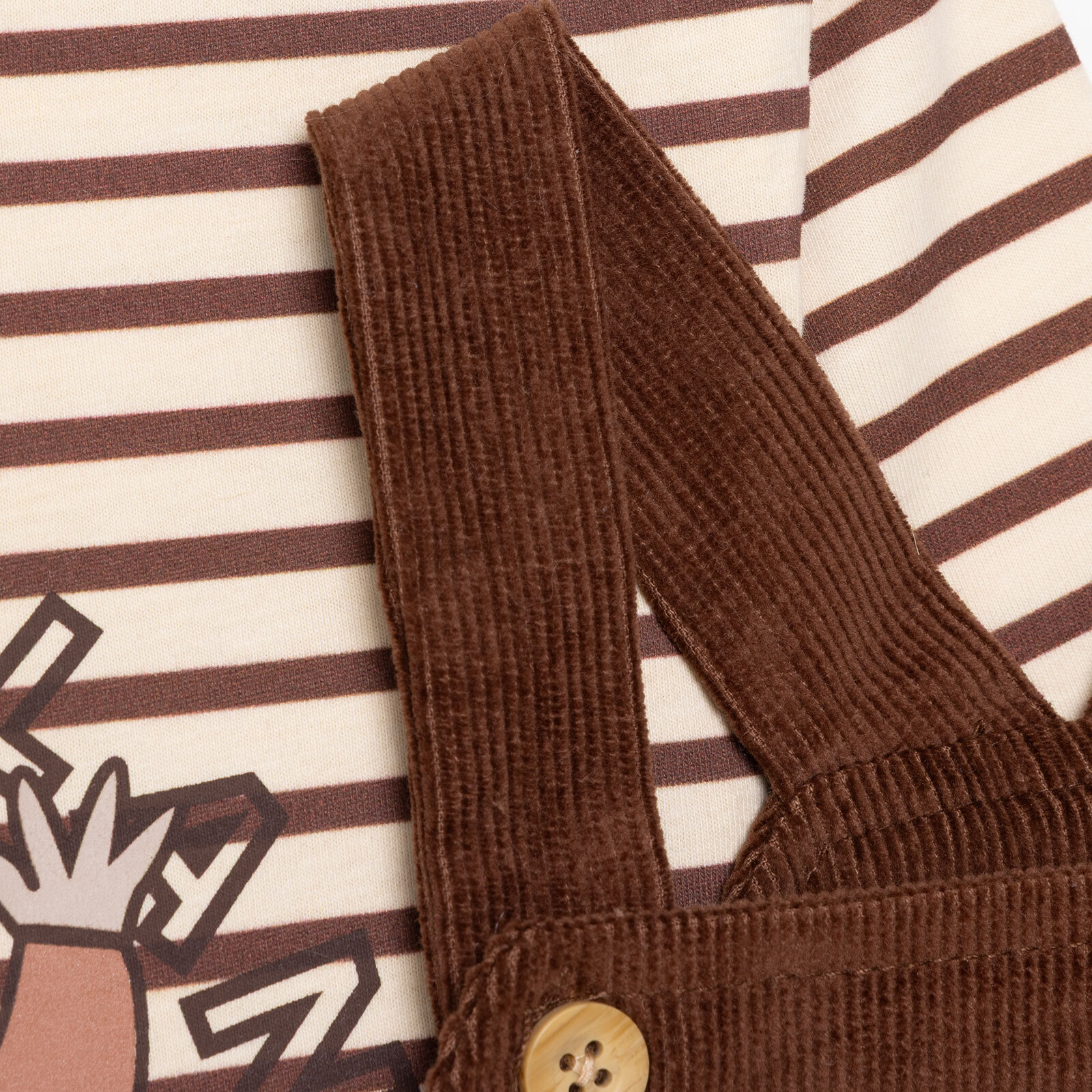 Erkek Bebek Woodland 2 Salopet-Tshirt Fitilli Kadife Dokuma Bisiklet Yaka Uzun Kol Reçme Paça