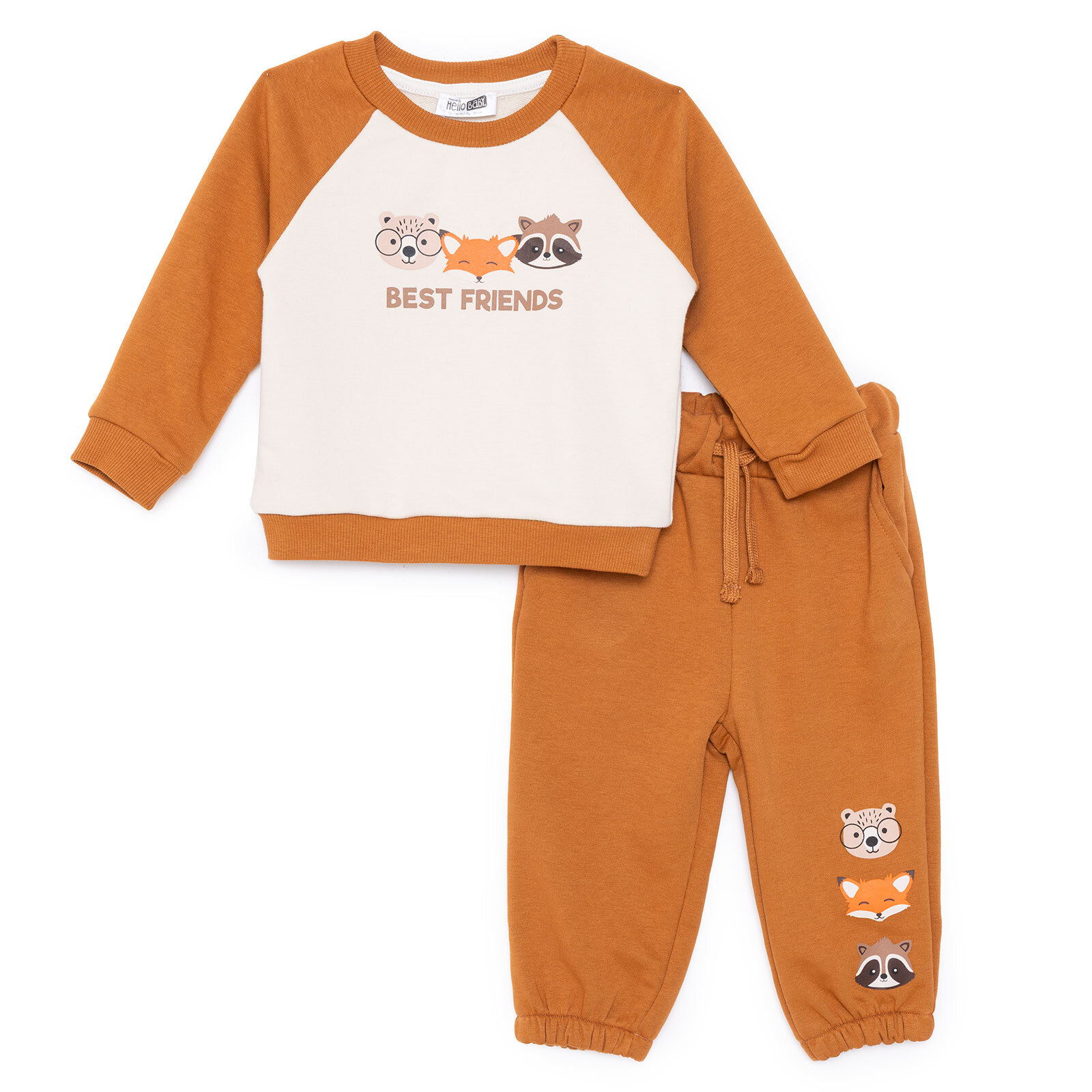 Erkek Bebek Woodland Boy 1 Eşofman Takımı Üç İplik Bisiklet Yaka Uzun Kol Lastikli Paça