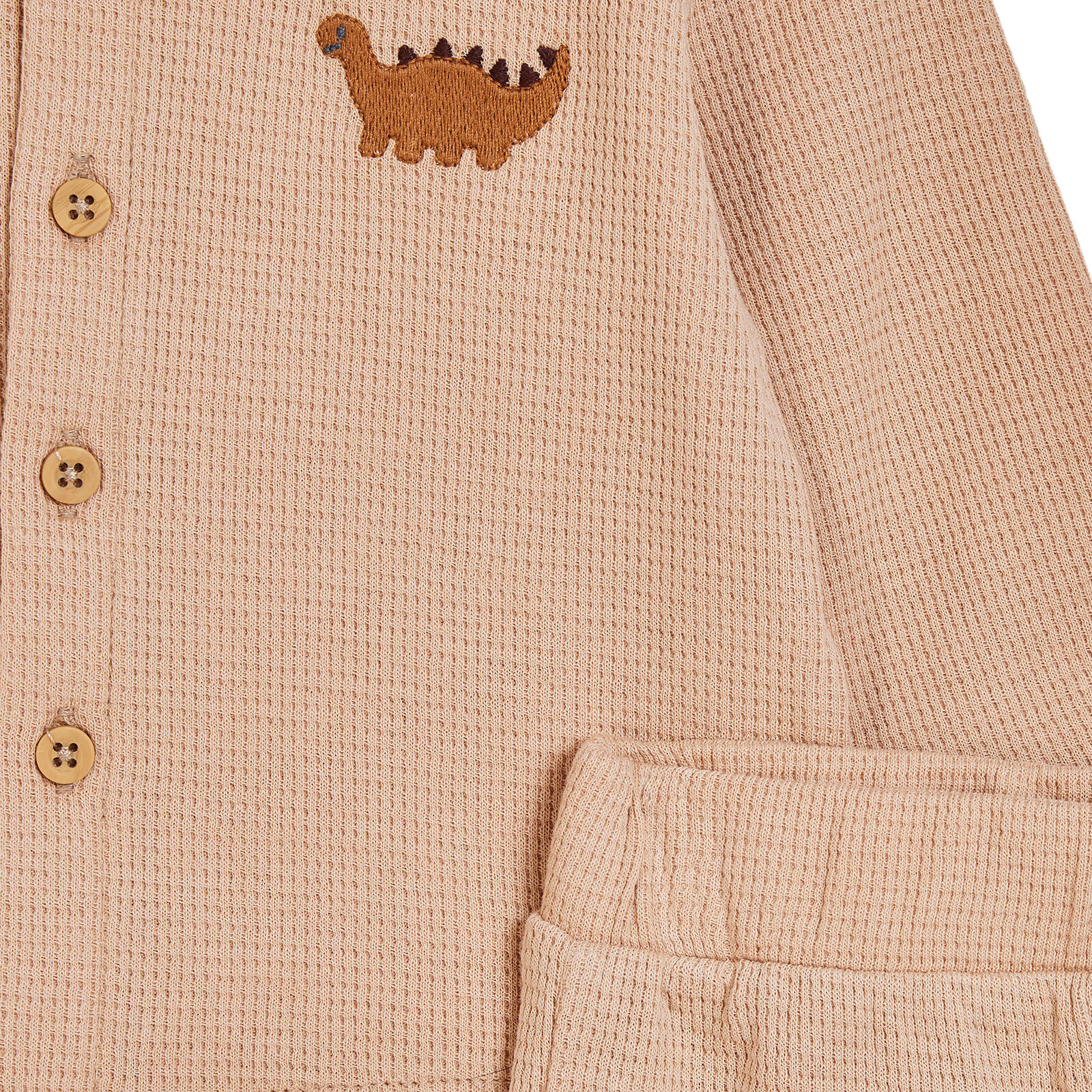 Erkek Bebek Yenidoğan Dino Gömlek-Pantolon Gömlek Yaka Uzun Kol Reçme Paça