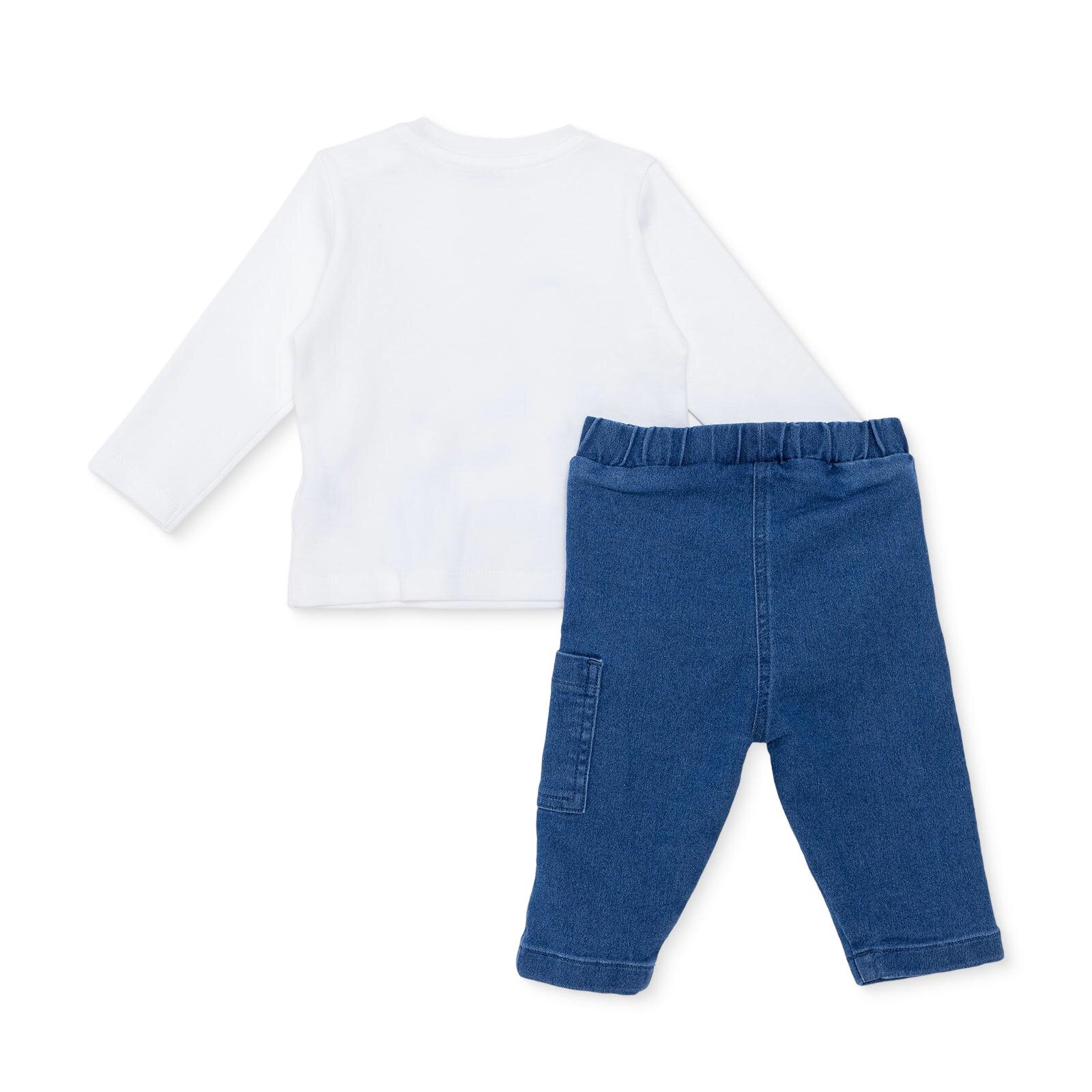 Erkek Bebek Yenidoğan Dino Sweatshirt-Patiksiz Alt Bisiklet Yaka Uzun Kol Patiksiz Paça