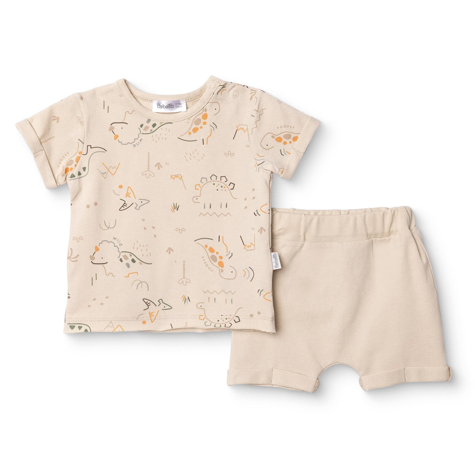 Erkek Bebek Yenidoğan Dino Tshirt-Şort Süprem Bisiklet Yaka Kısa Kol Reçme Paça