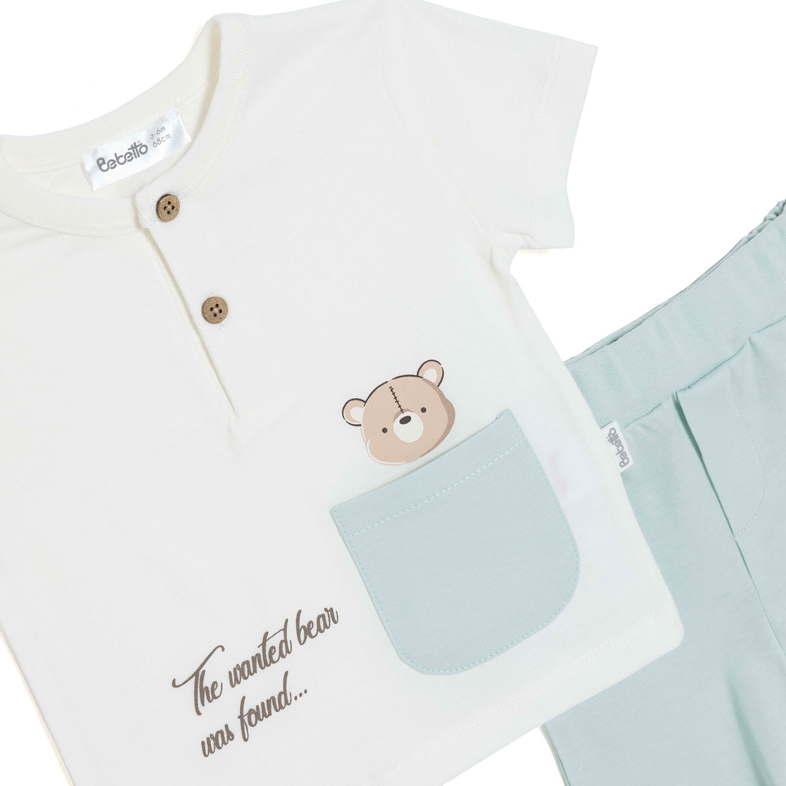 Erkek Bebek Yenidoğan Hello Tshirt-Şort Süprem Bisiklet Yaka Kısa Kol Reçme Paça