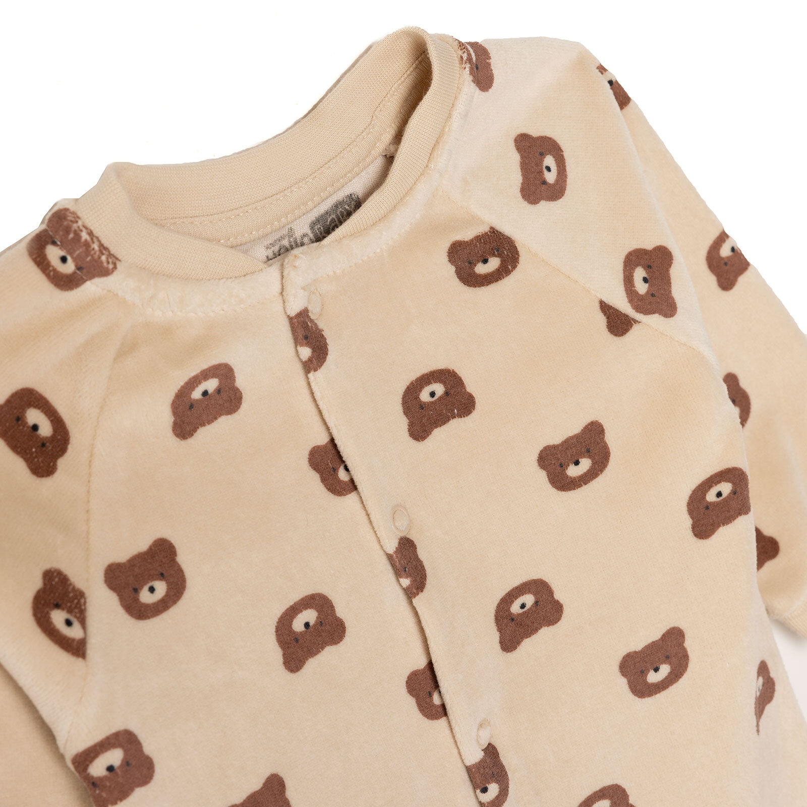 Erkek Bebek Yenidoğan Kadife Patiksiz Tulum Kadife Bisiklet Yaka Uzun Kol Patiksiz Paça