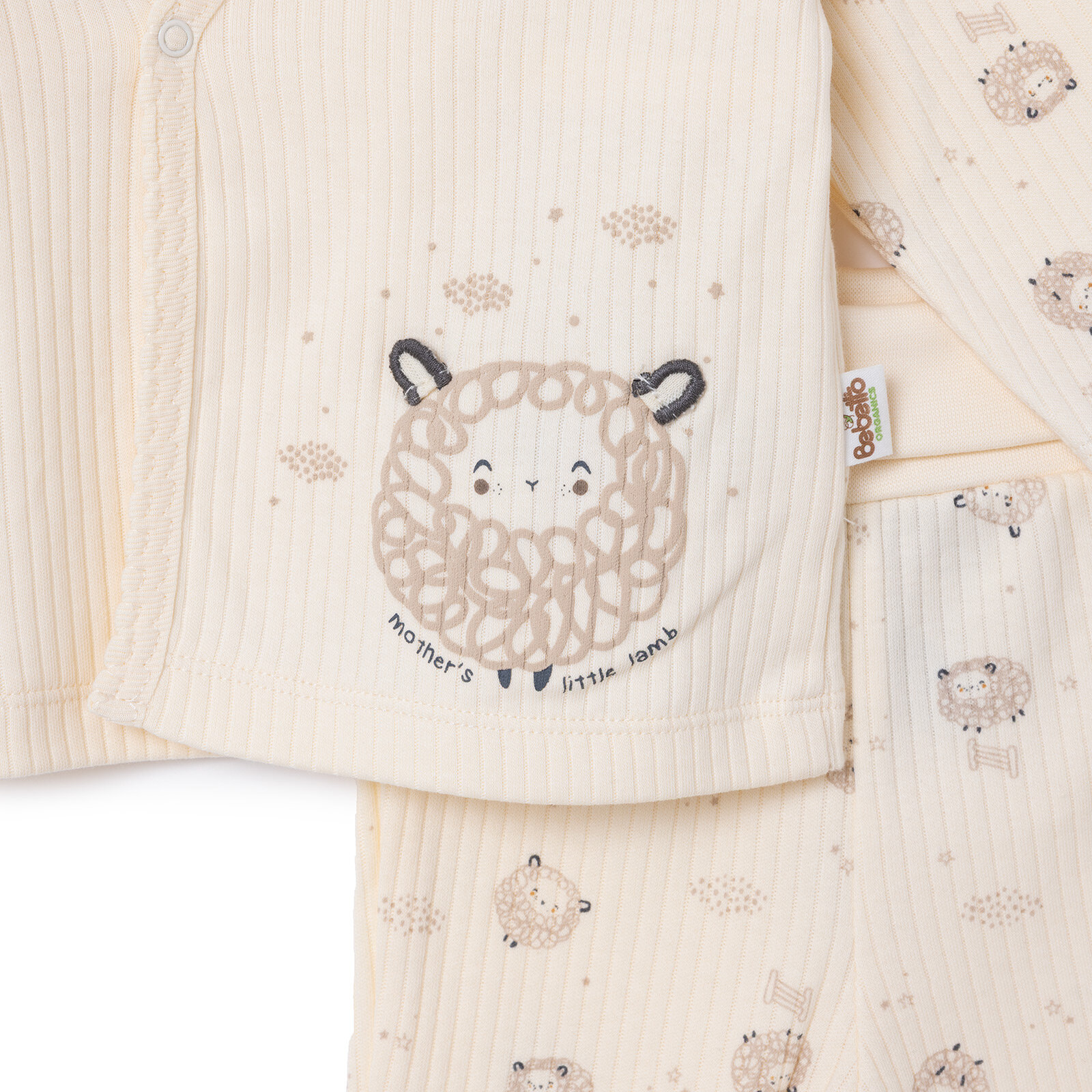 Erkek Bebek Yenidoğan Organic Little Lamb Zıbın-Şapka-Patikli Alt Bisiklet Yaka Uzun Kol Patikli Pa Erkek Bebek Yenidoğan Organic Little Lamb Zıbın-Şapka-Patikli Alt Bisiklet Yaka Uzun Kol Patikli Pa