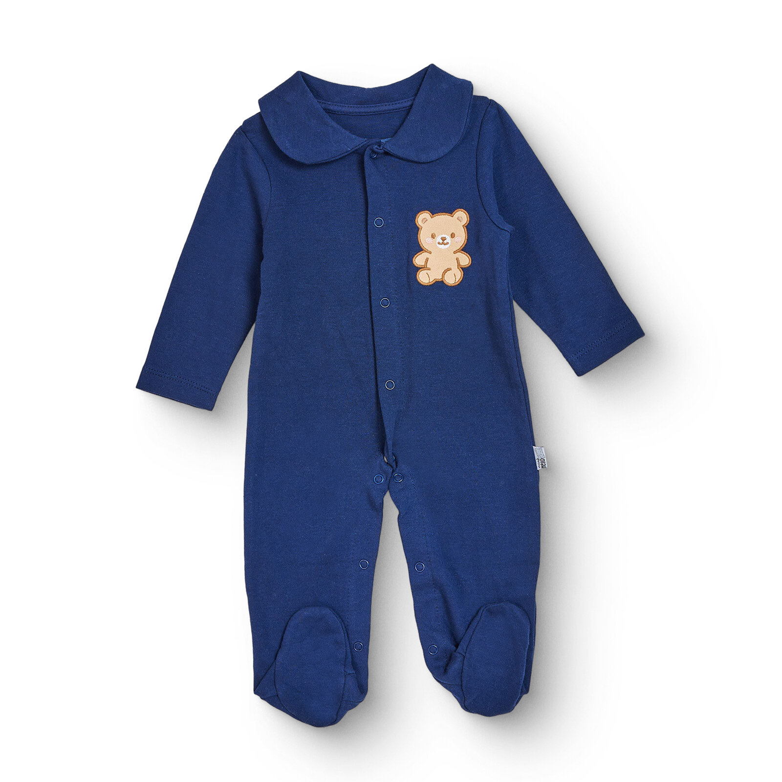 Erkek Bebek Yenidoğan Patikli Tulum Bebe Yaka Uzun Kol Patikli Paça