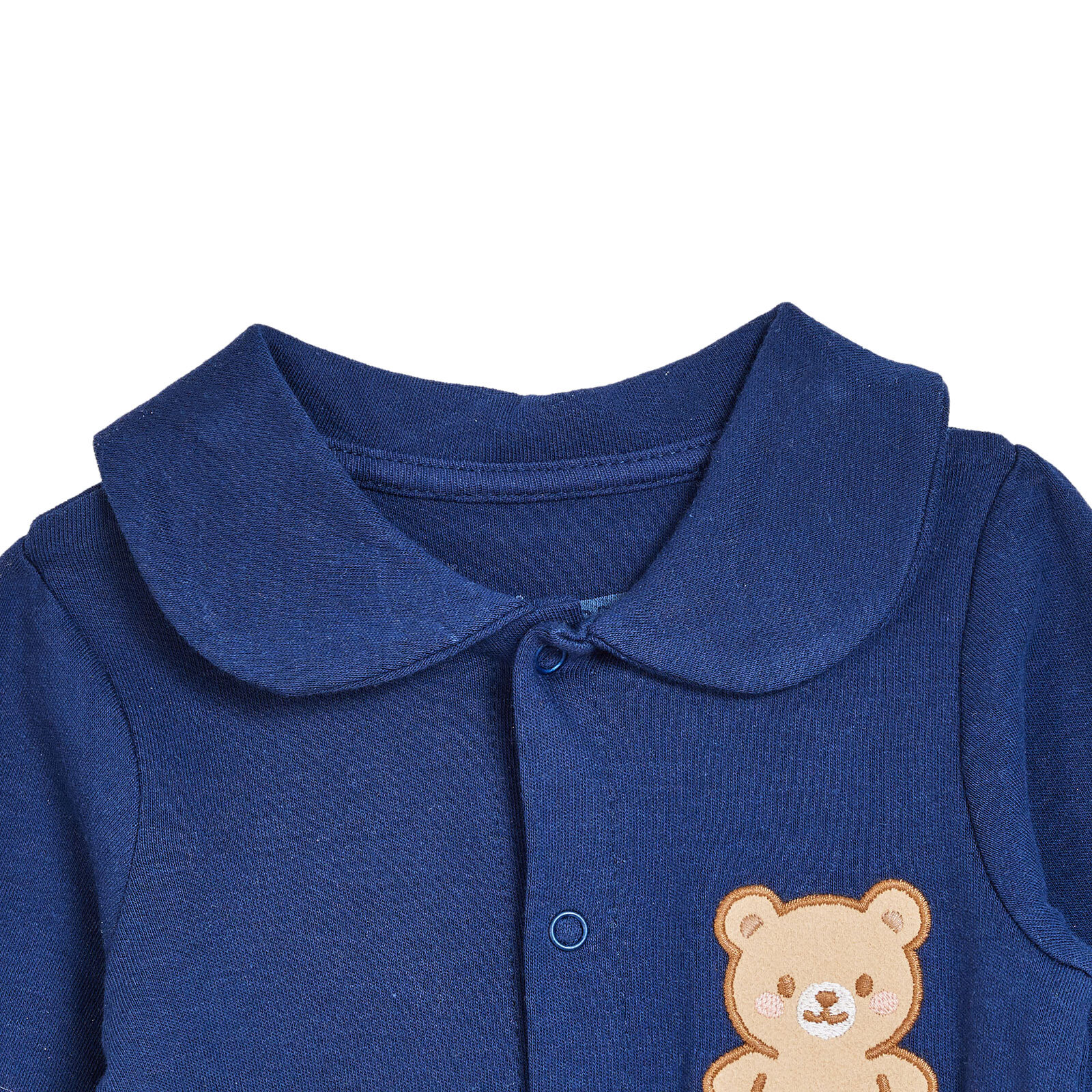 Erkek Bebek Yenidoğan Patikli Tulum Bebe Yaka Uzun Kol Patikli Paça