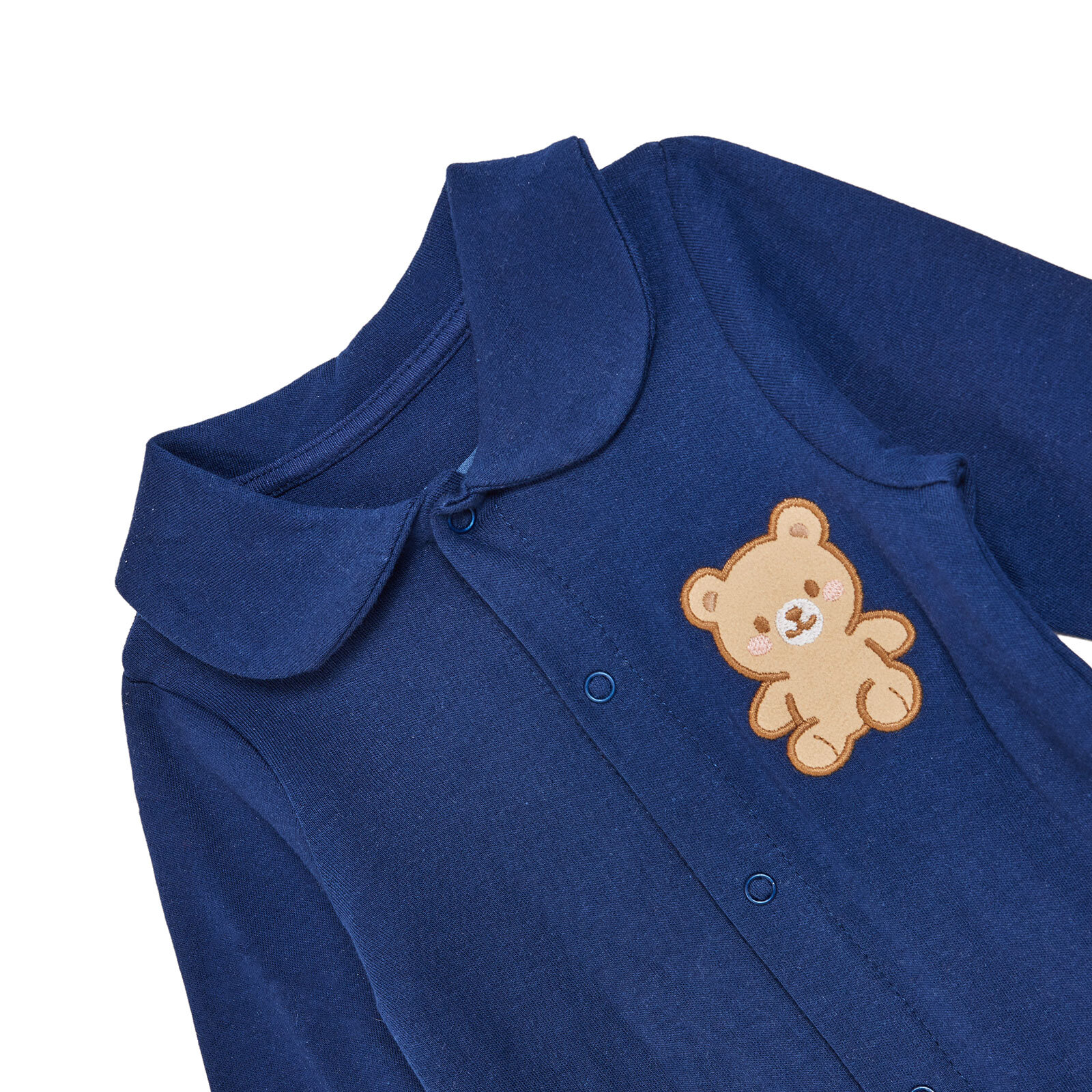 Erkek Bebek Yenidoğan Patikli Tulum Bebe Yaka Uzun Kol Patikli Paça