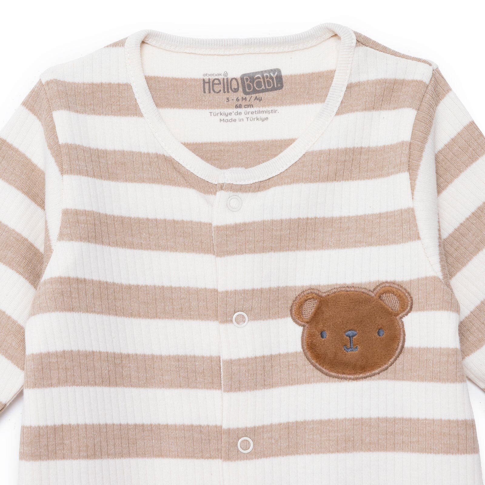 Erkek Bebek Yenidoğan Patikli Tulum İnterlok Bisiklet Yaka Uzun Kol Patikli Paça