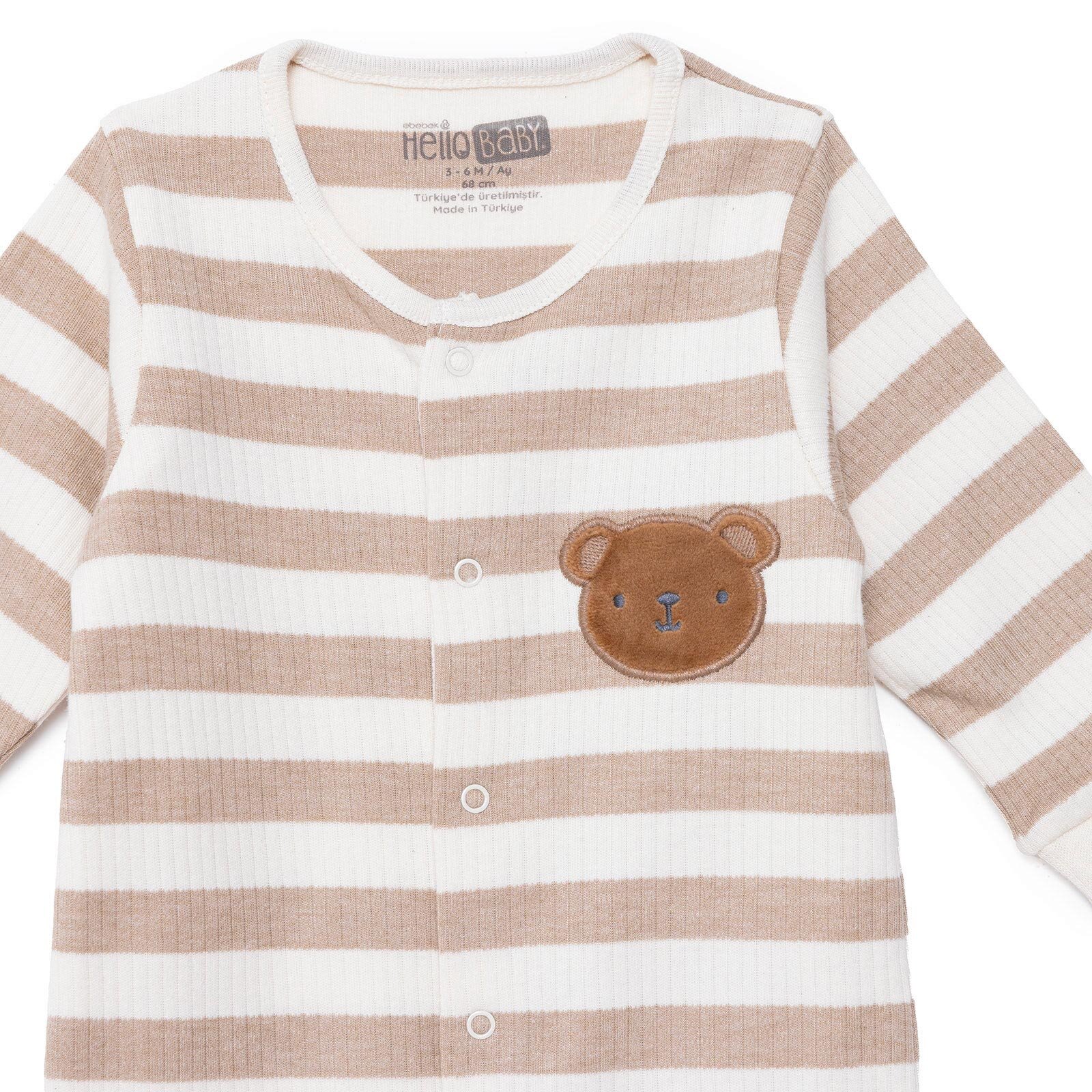 Erkek Bebek Yenidoğan Patikli Tulum İnterlok Bisiklet Yaka Uzun Kol Patikli Paça