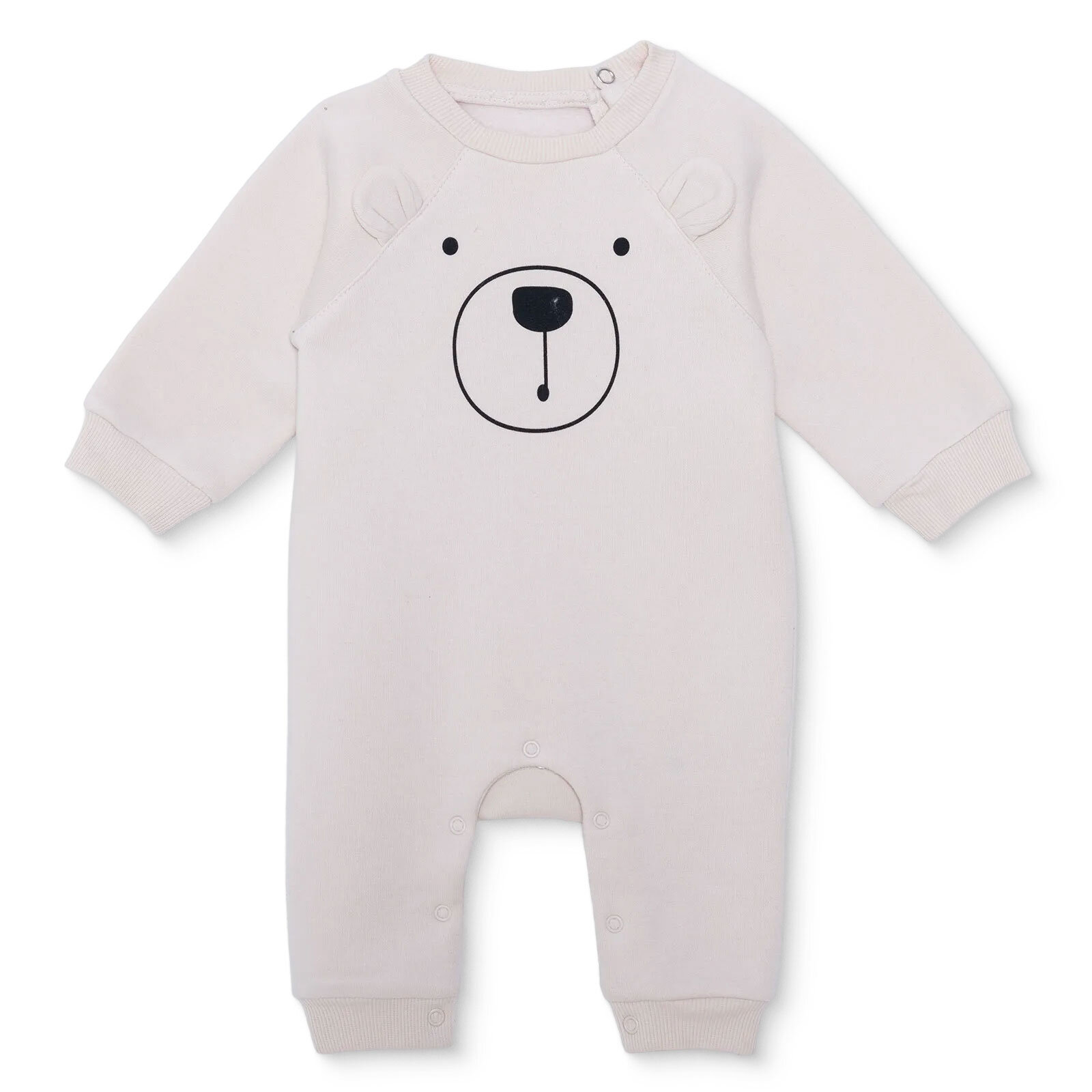 Erkek Bebek Yenidoğan Patiksiz Tulum Şardonlu Üç İplik Bisiklet Yaka Uzun Kol Patiksiz Paça
