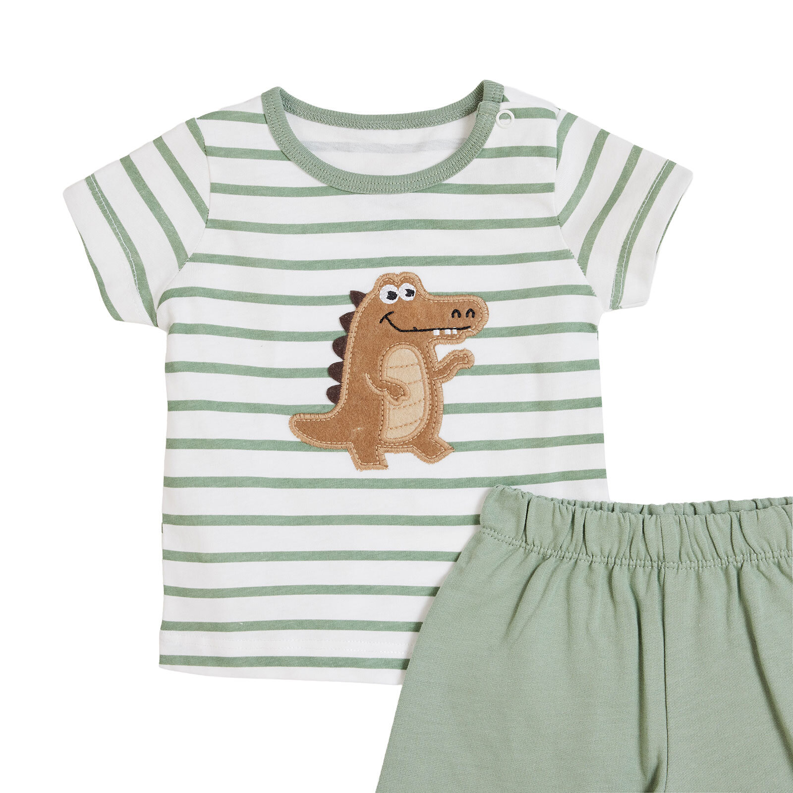 Erkek Bebek Yenidoğan Tshirt-Şort Bisiklet Yaka Kısa Kol Reçme Paça