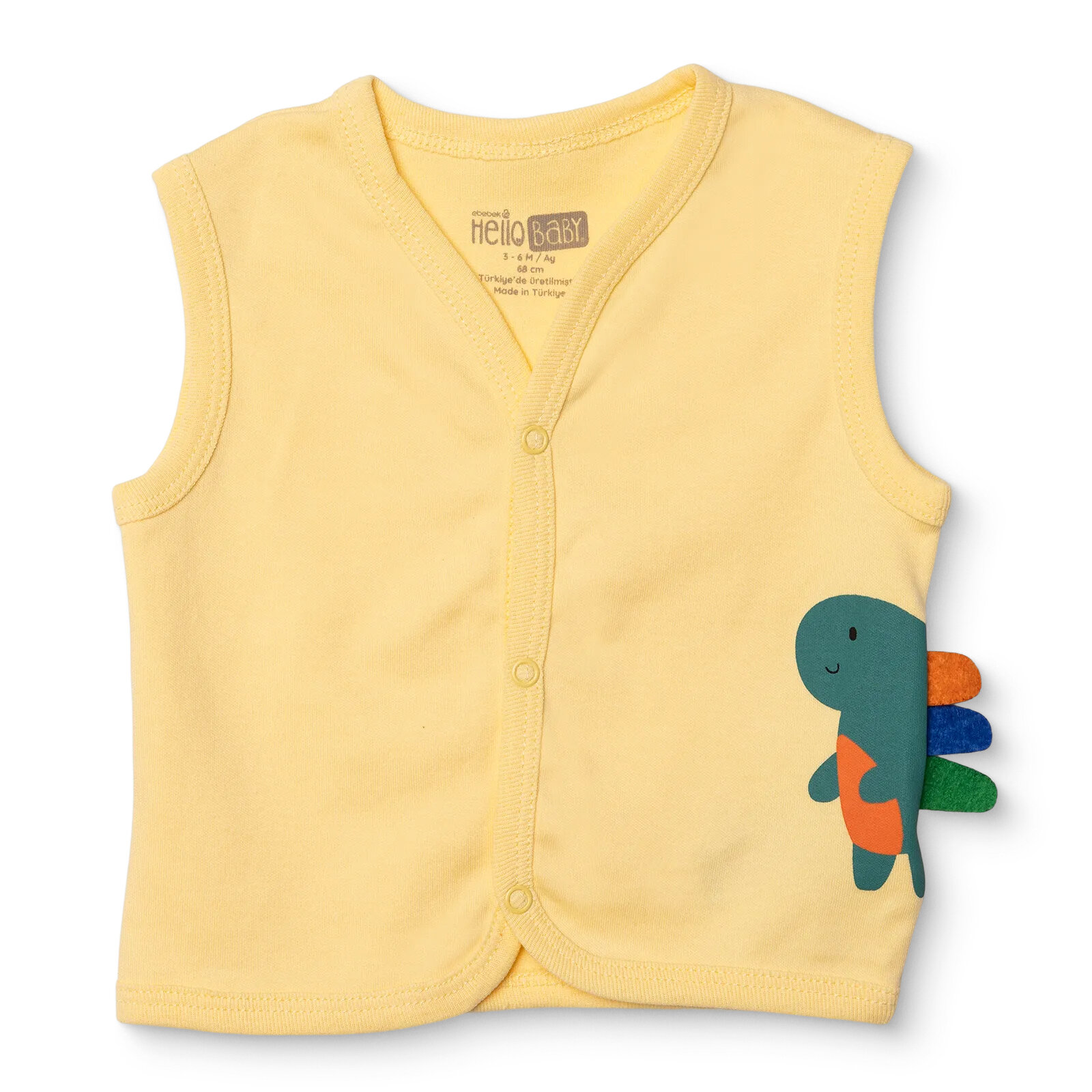 Erkek Bebek Yenidoğan Yelek İnterlok V Yaka Atlet Kol