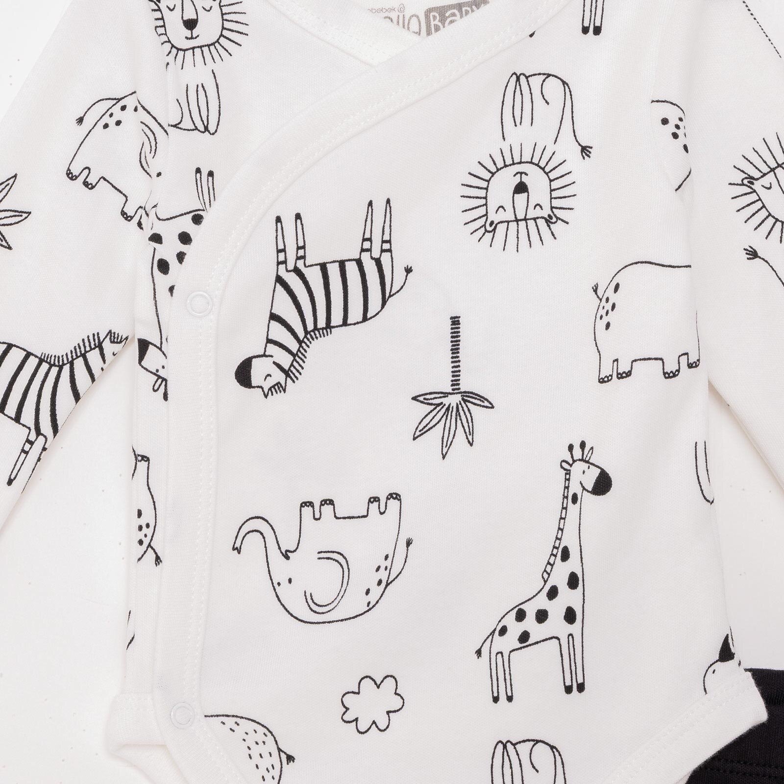 Erkek Bebek Yenidoğan Zıbın Body-Patikli Alt İnterlok Zarf Yaka Uzun Kol Patikli Paça