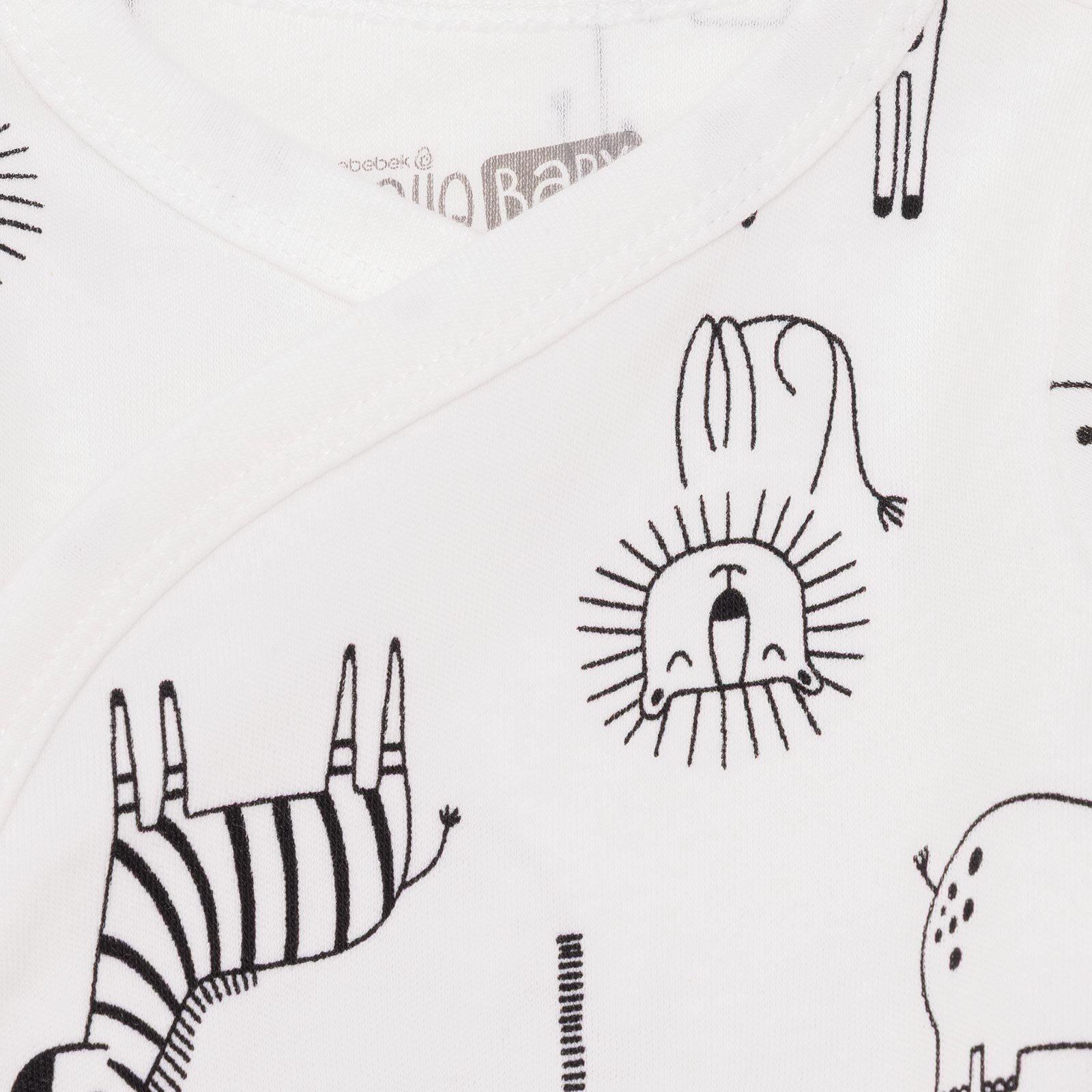 Erkek Bebek Yenidoğan Zıbın Body-Patikli Alt İnterlok Zarf Yaka Uzun Kol Patikli Paça