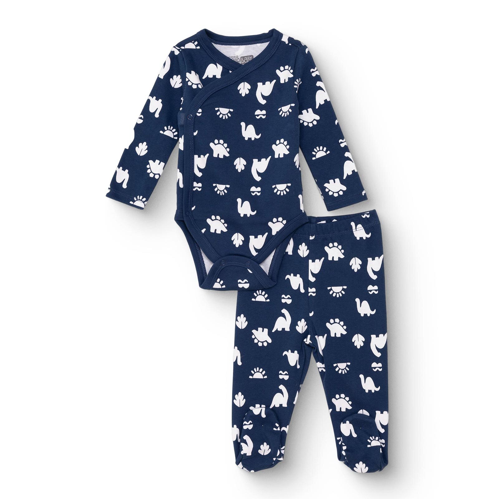 Erkek Bebek Yenidoğan Zıbın Body-Patikli Alt İnterlok Zarf Yaka Uzun Kol Patikli Paça