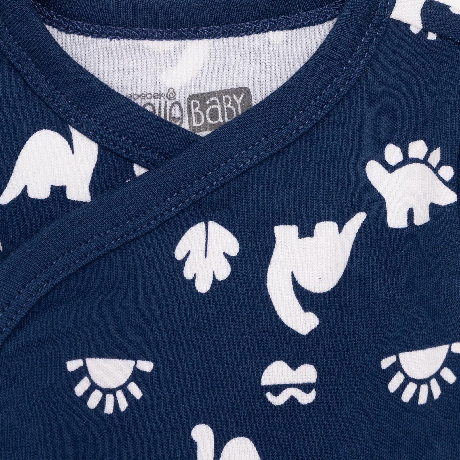 Erkek Bebek Yenidoğan Zıbın Body-Patikli Alt İnterlok Zarf Yaka Uzun Kol Patikli Paça