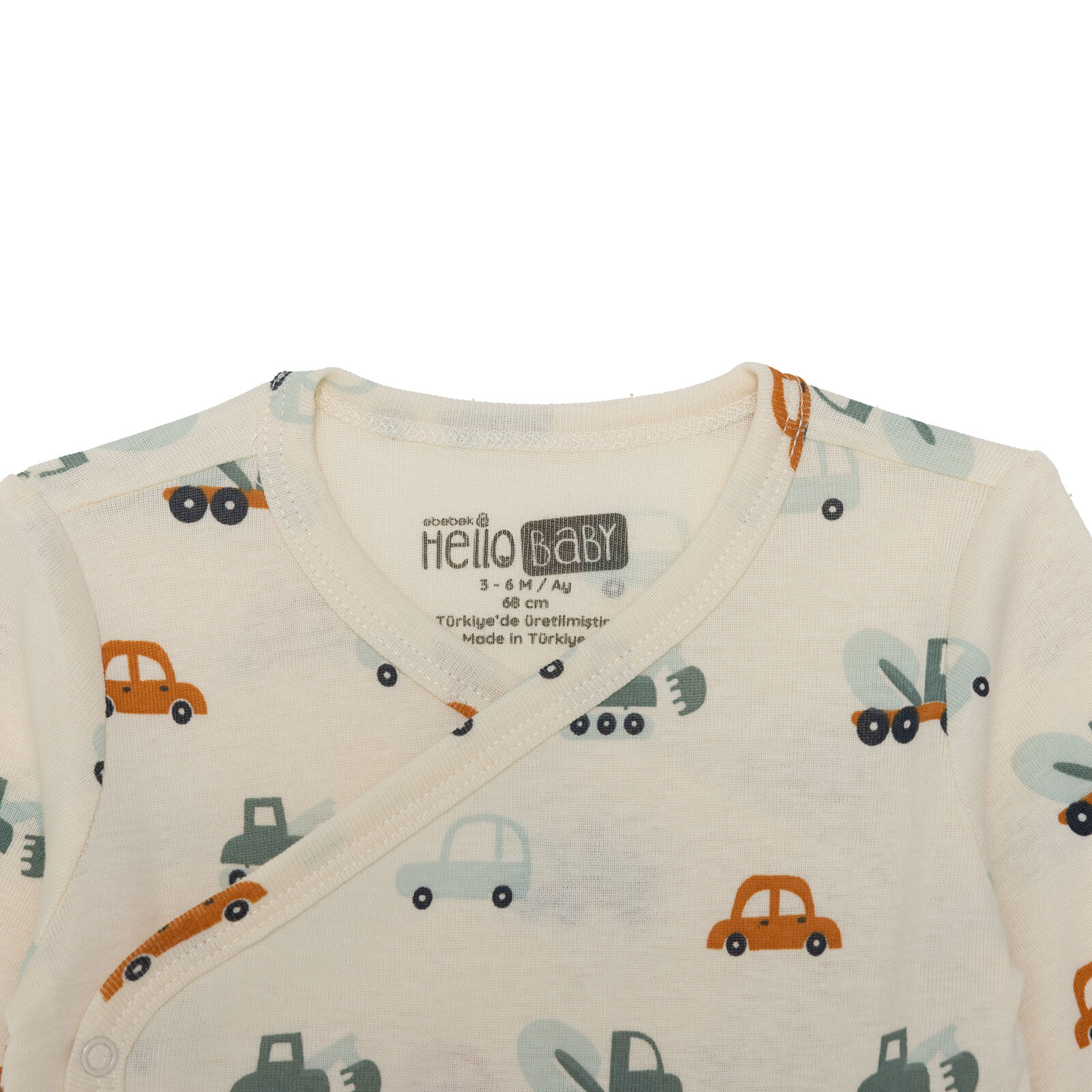 Erkek Bebek Zıbın Body İnterlok V Yaka Uzun Kol