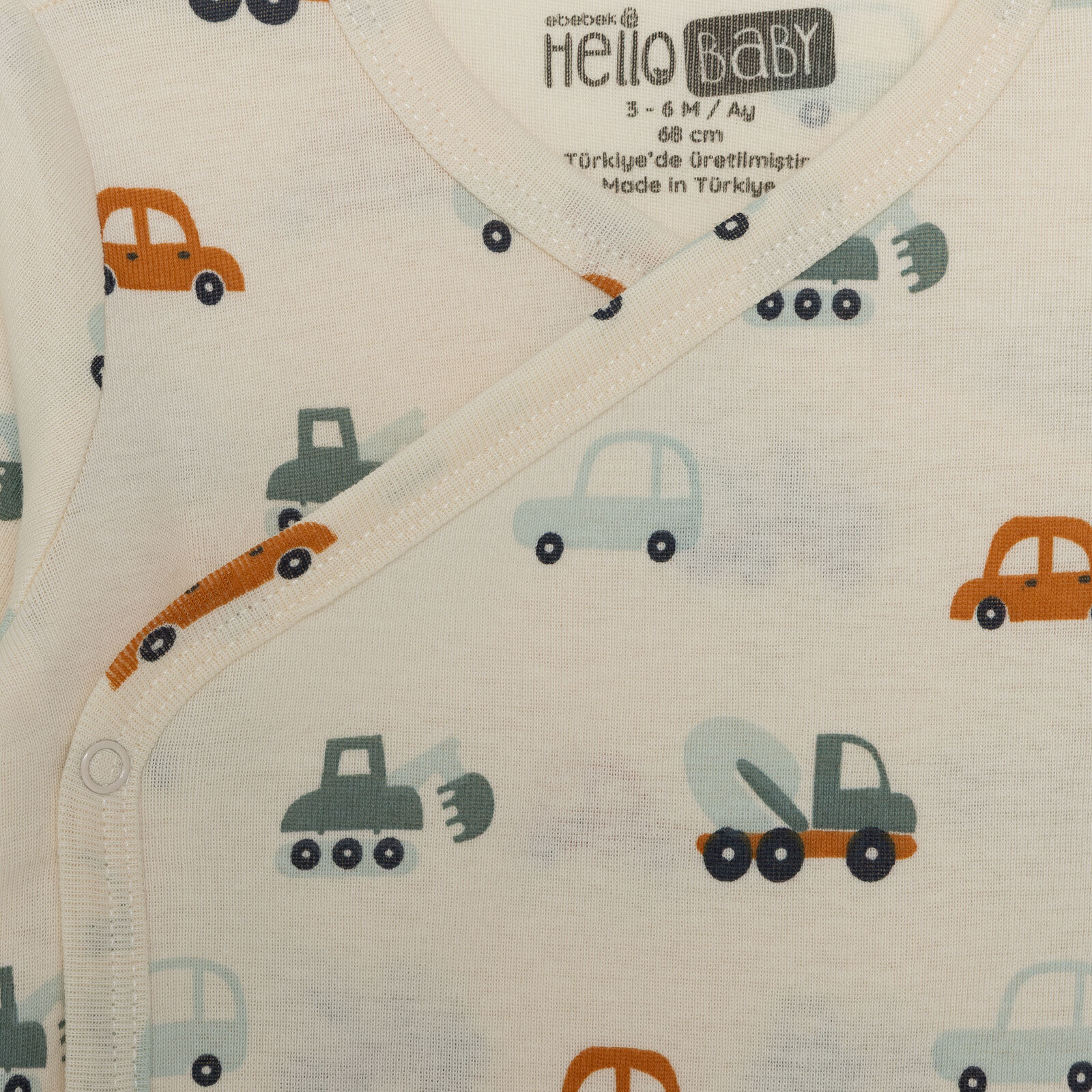 Erkek Bebek Zıbın Body İnterlok V Yaka Uzun Kol