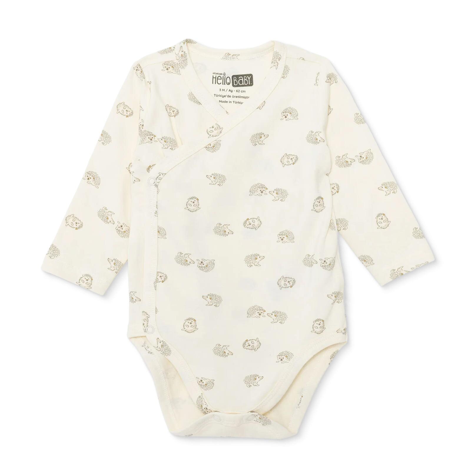 Erkek Bebek Zıbın Body İnterlok V Yaka Uzun Kol