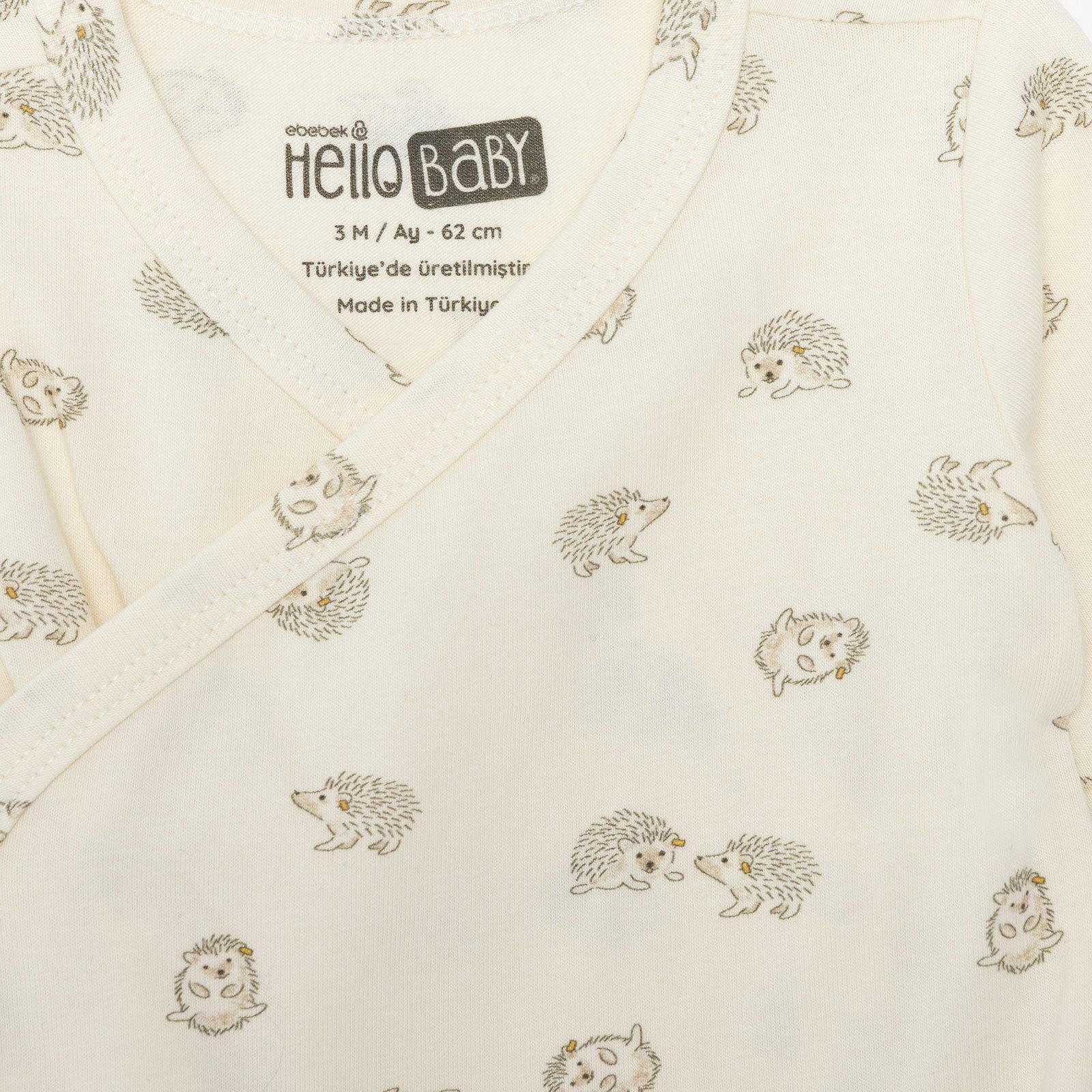 Erkek Bebek Zıbın Body İnterlok V Yaka Uzun Kol