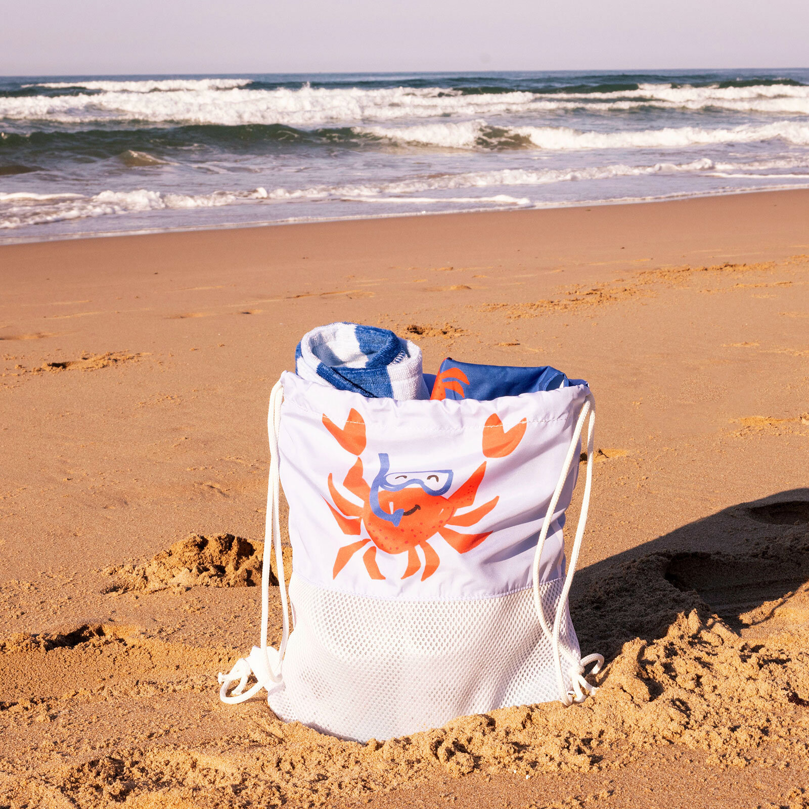 Erkek Çocuk Plaj Çantası İpli Yengeç Desen