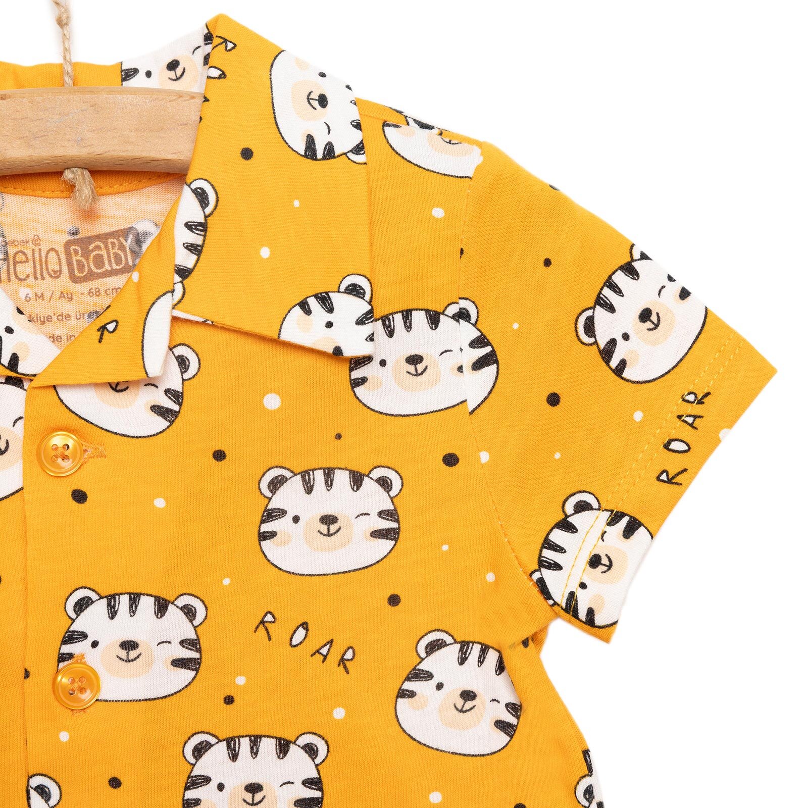 Erkek Gömlek Yaka Kısa Kol Ayıcık Desenli Pijama Takımı