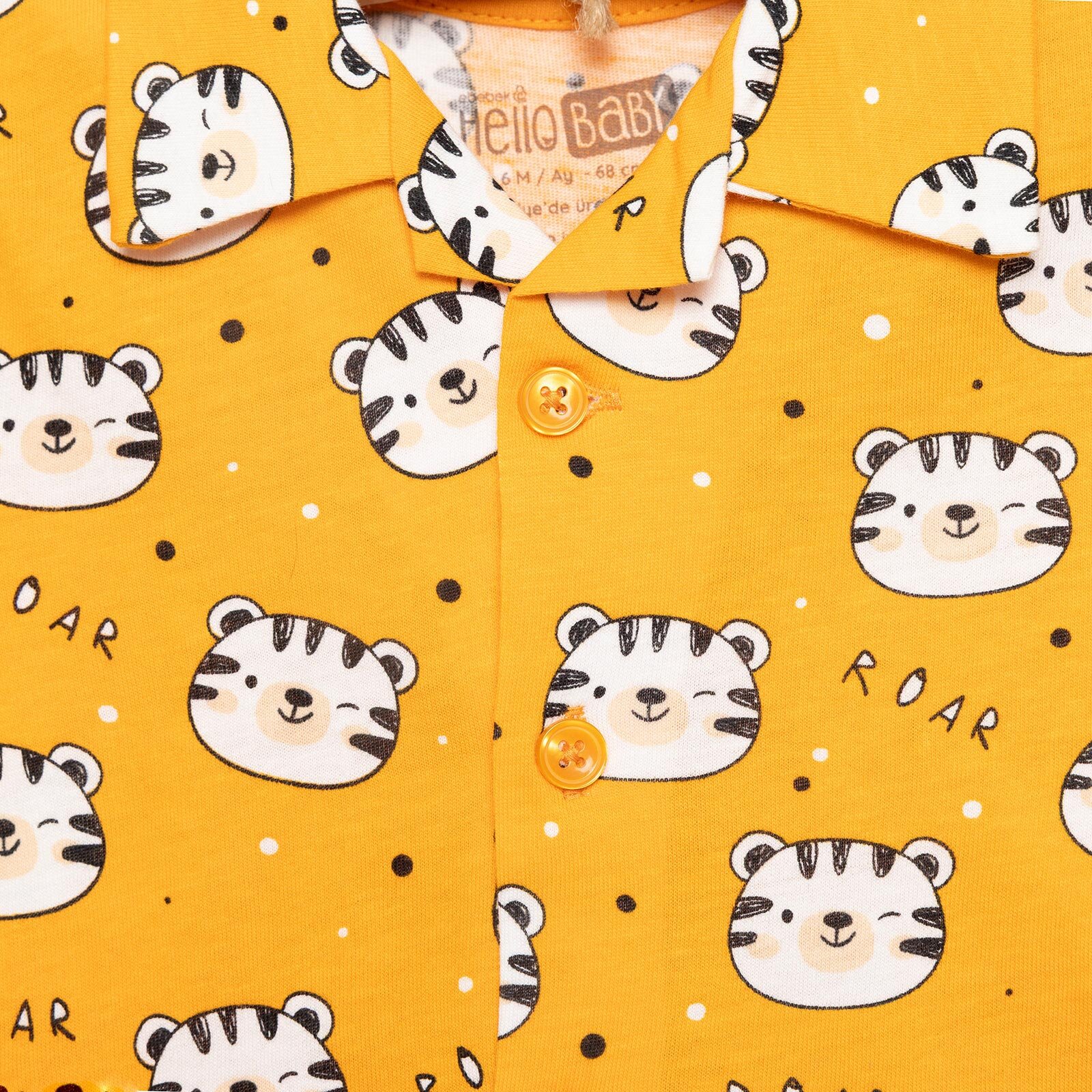 Erkek Gömlek Yaka Kısa Kol Ayıcık Desenli Pijama Takımı