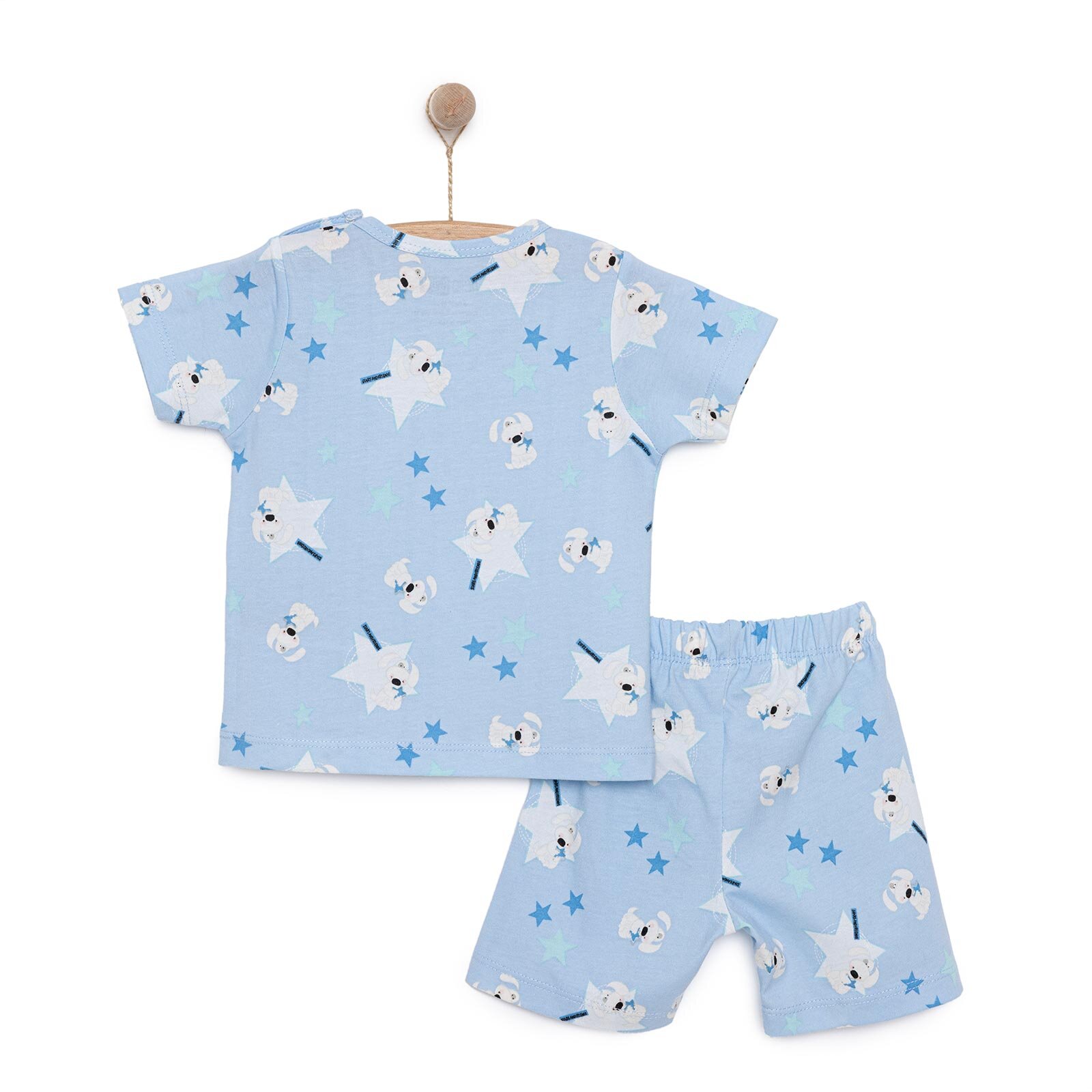 Erkek Kısa Kol Yıldız Desenli Bisiklet Yaka Pijama Takımı