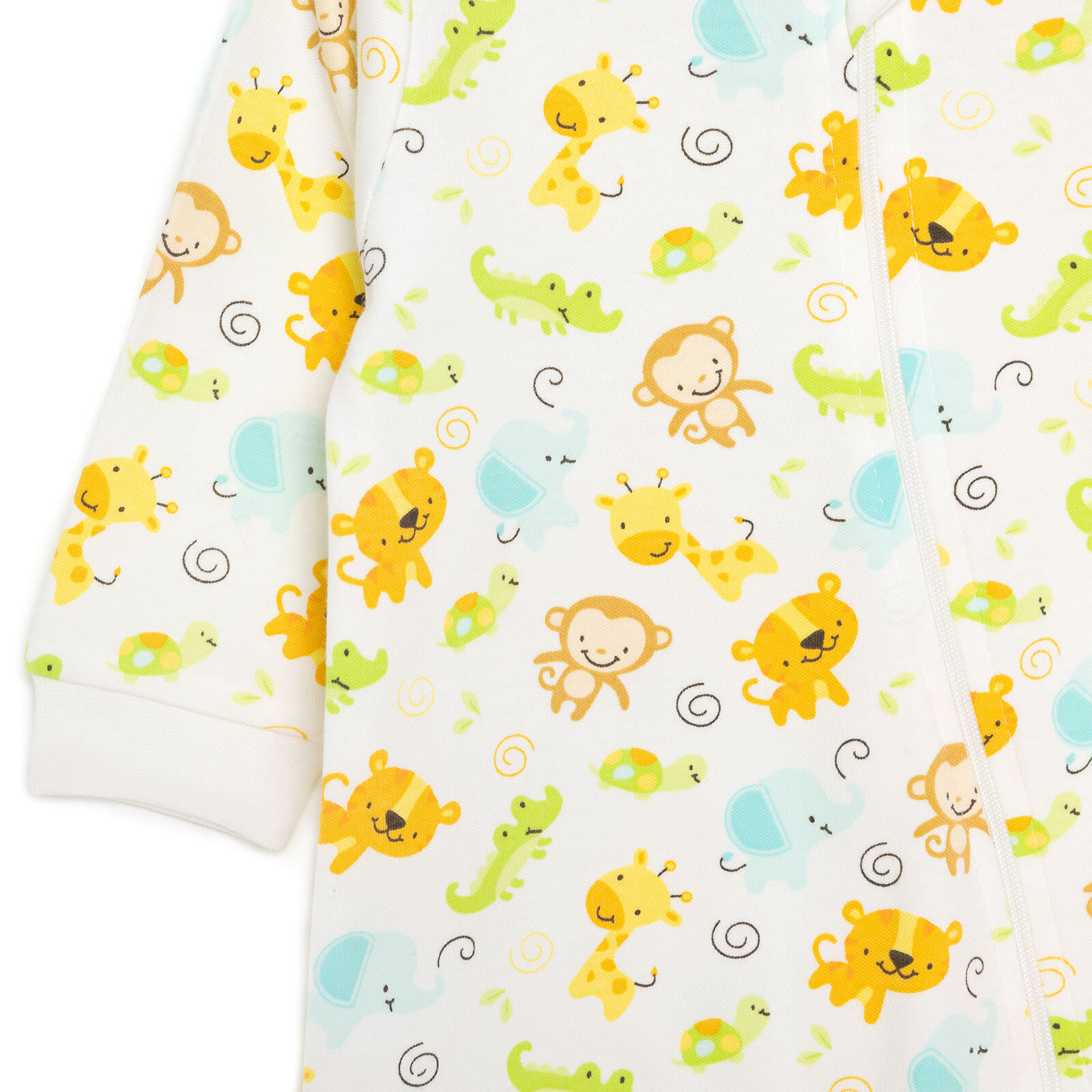 Erkek Sevimli Hayvan Desenli Fermuarlı Patiksiz Tulum Erkek Bebek