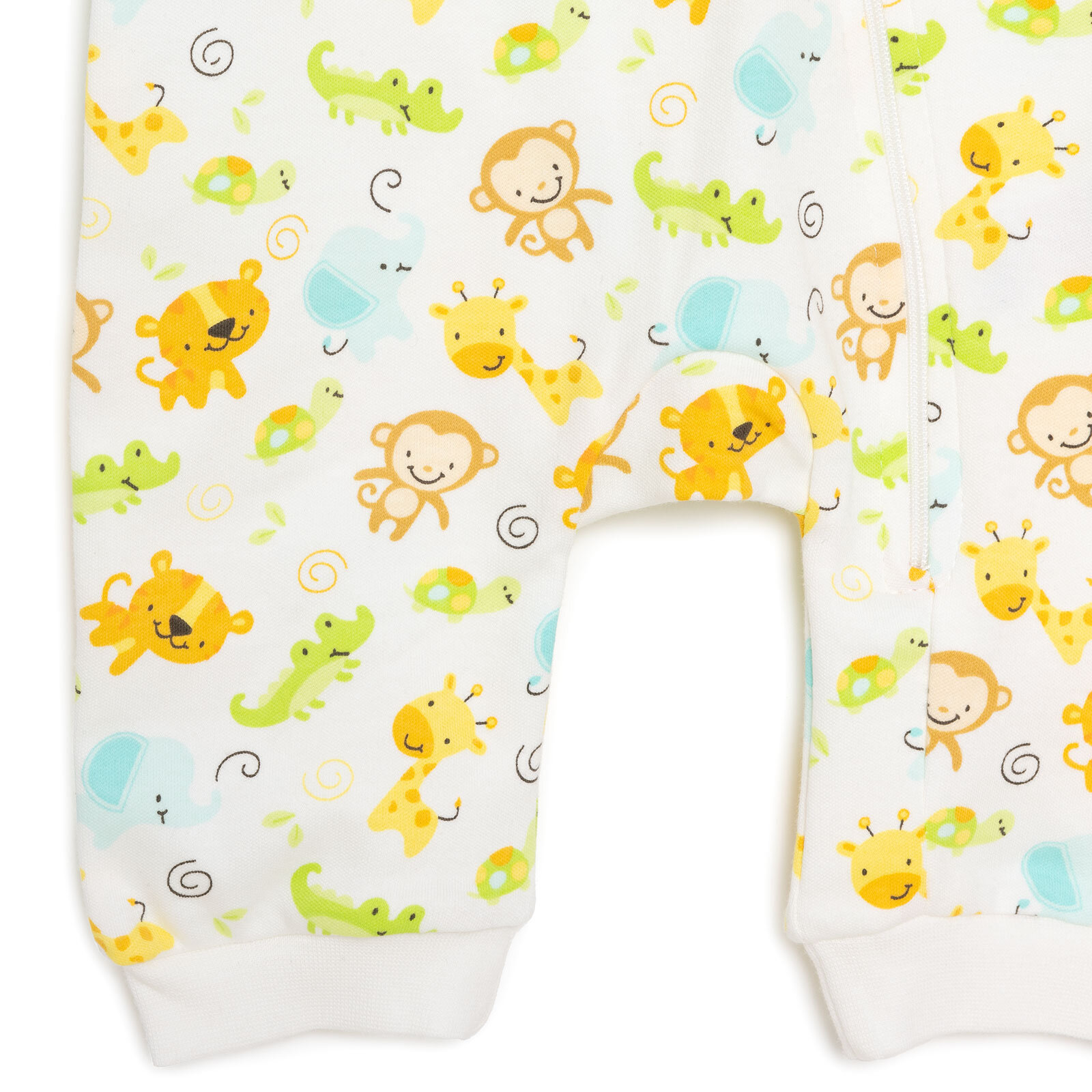 Erkek Sevimli Hayvan Desenli Fermuarlı Patiksiz Tulum Erkek Bebek