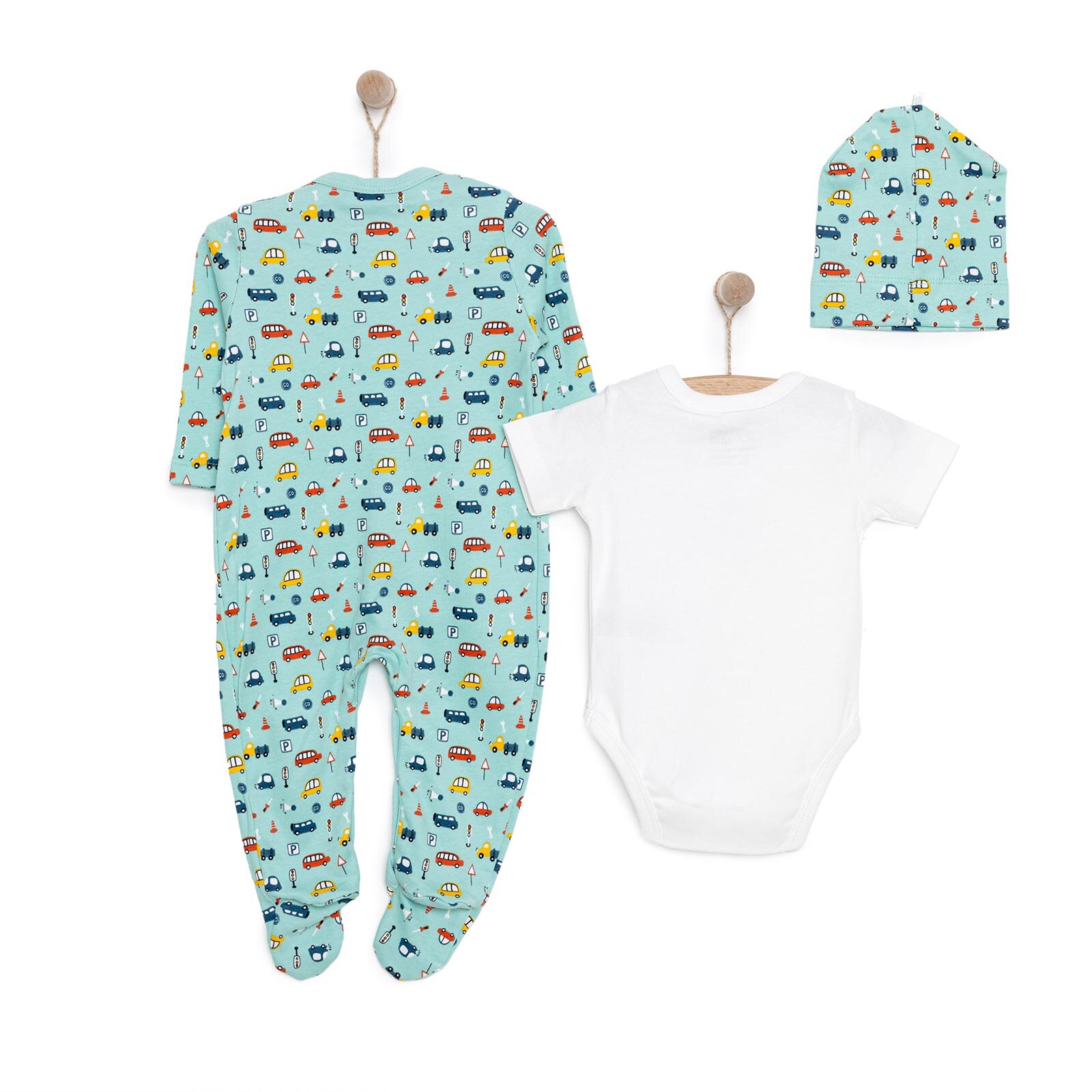 Erkek Tulum-Body-Şapka Erkek Bebek