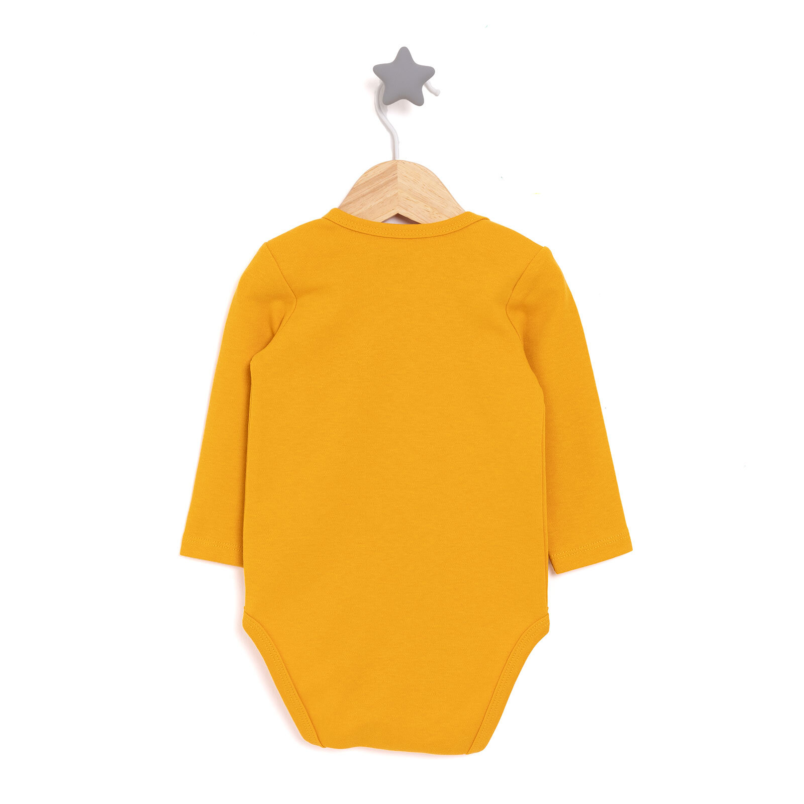 Erkek Bebek Body Ribana Çıtçıtlı Zıbın Uzun Kol Hardal