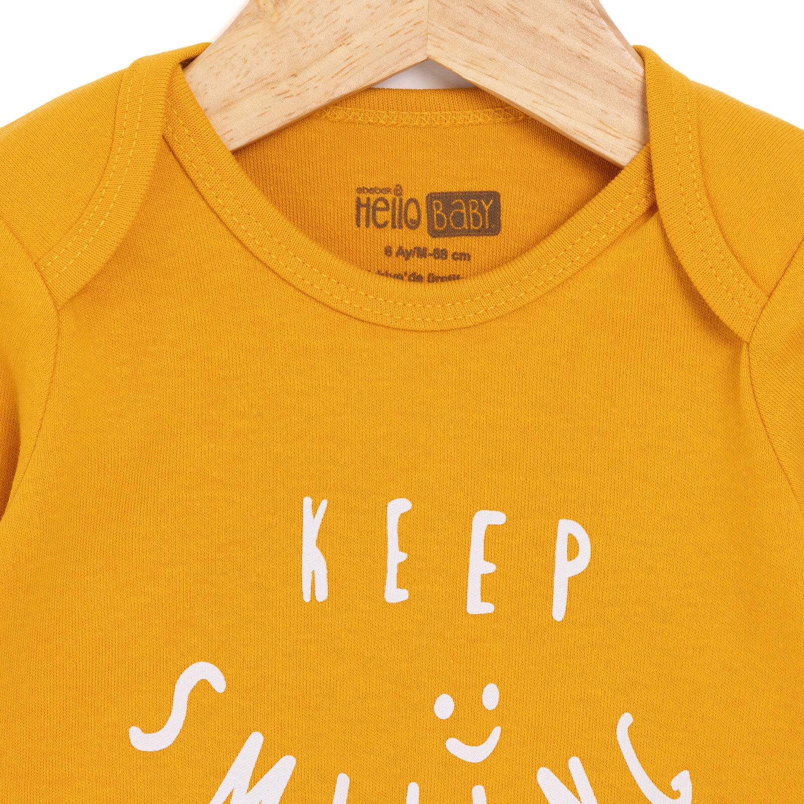 Erkek Bebek Body Ribana Çıtçıtlı Zıbın Uzun Kol Hardal