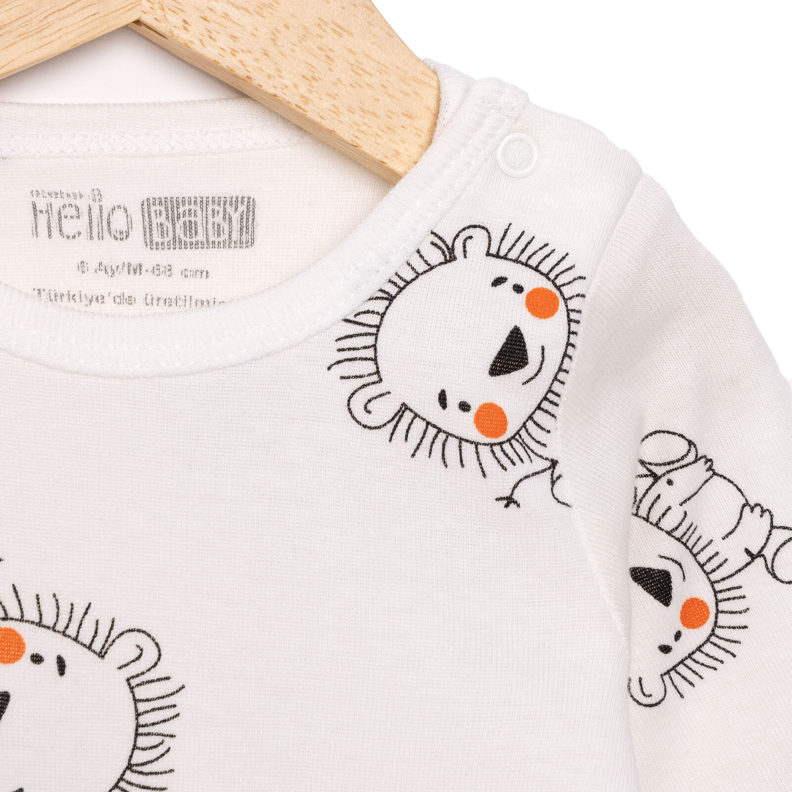 Erkek Bebek Body Ribana Kumaş Çıtçıtlı Zıbın Bisiklet Yaka Uzun Kol Ekru