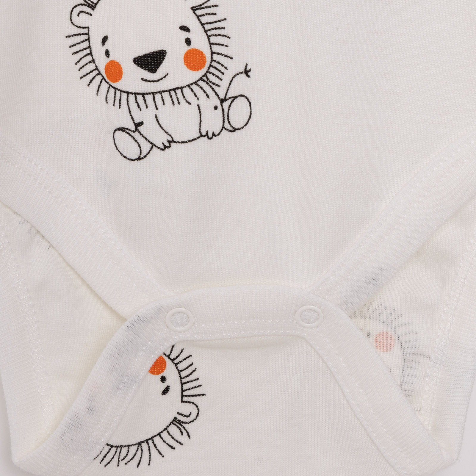 Erkek Bebek Body Ribana Kumaş Çıtçıtlı Zıbın Bisiklet Yaka Uzun Kol Ekru