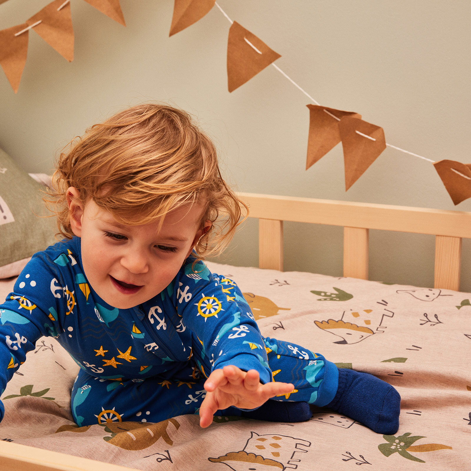 Erkek Uzun Kol Deniz Desenli Fermuarlı Patiksiz Tulum